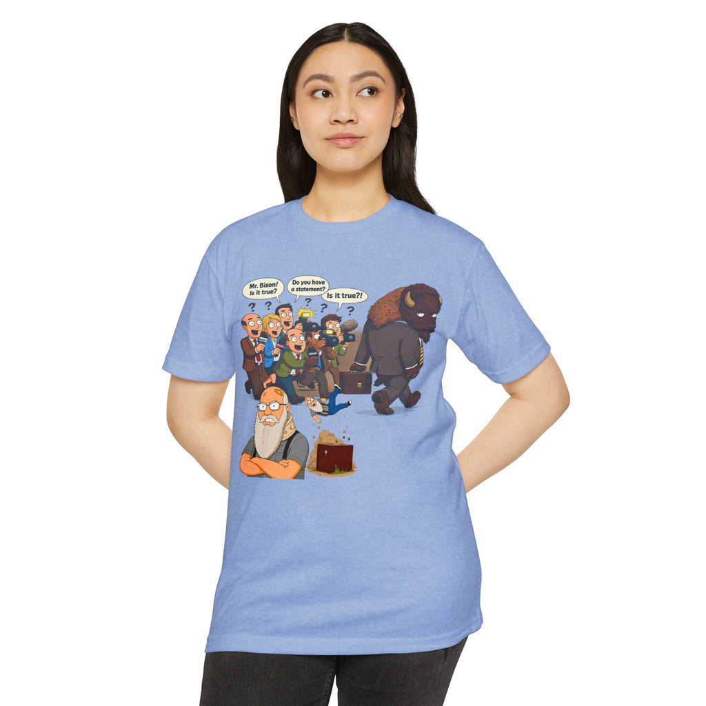 Funny Cartoon Yellow Bison Flip T-Shirt