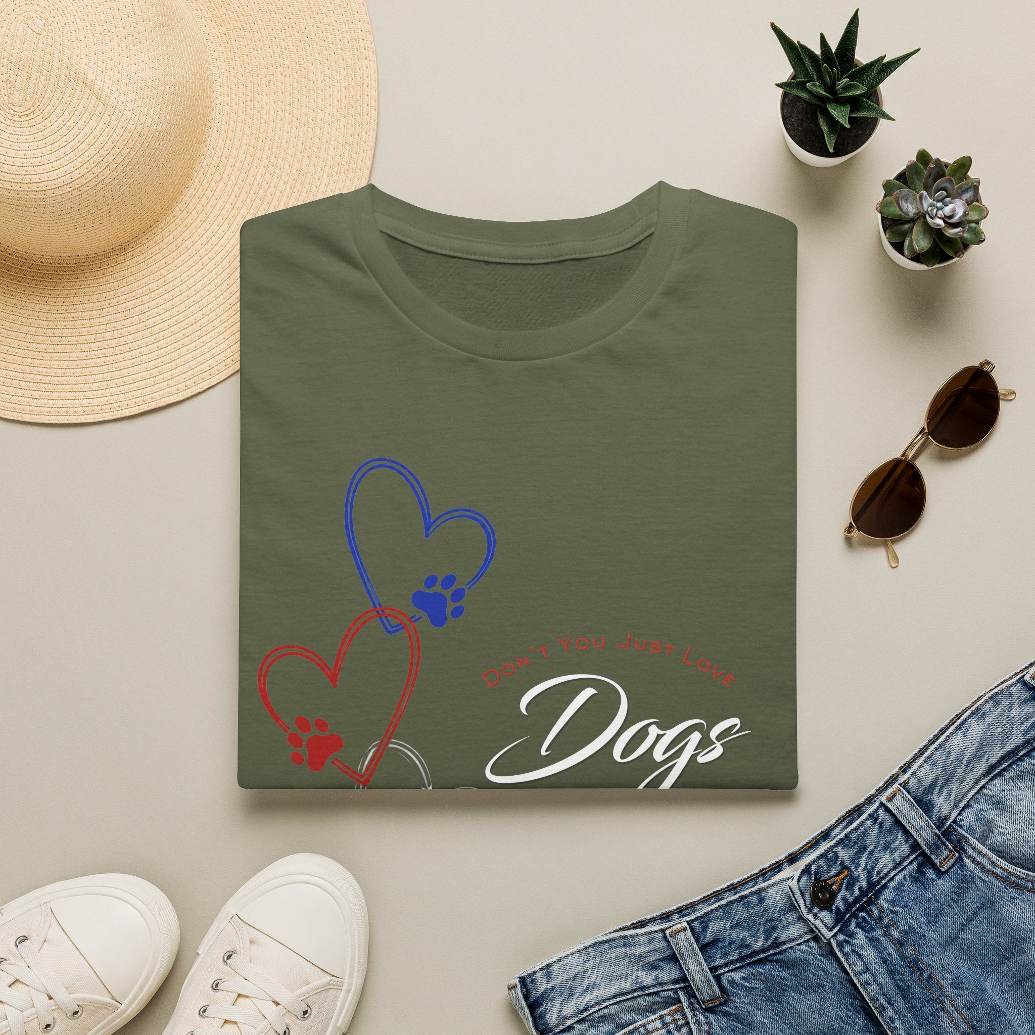 Don't You Just Love Dogs? — Heart Paw Graphic Tee for Dog Lovers