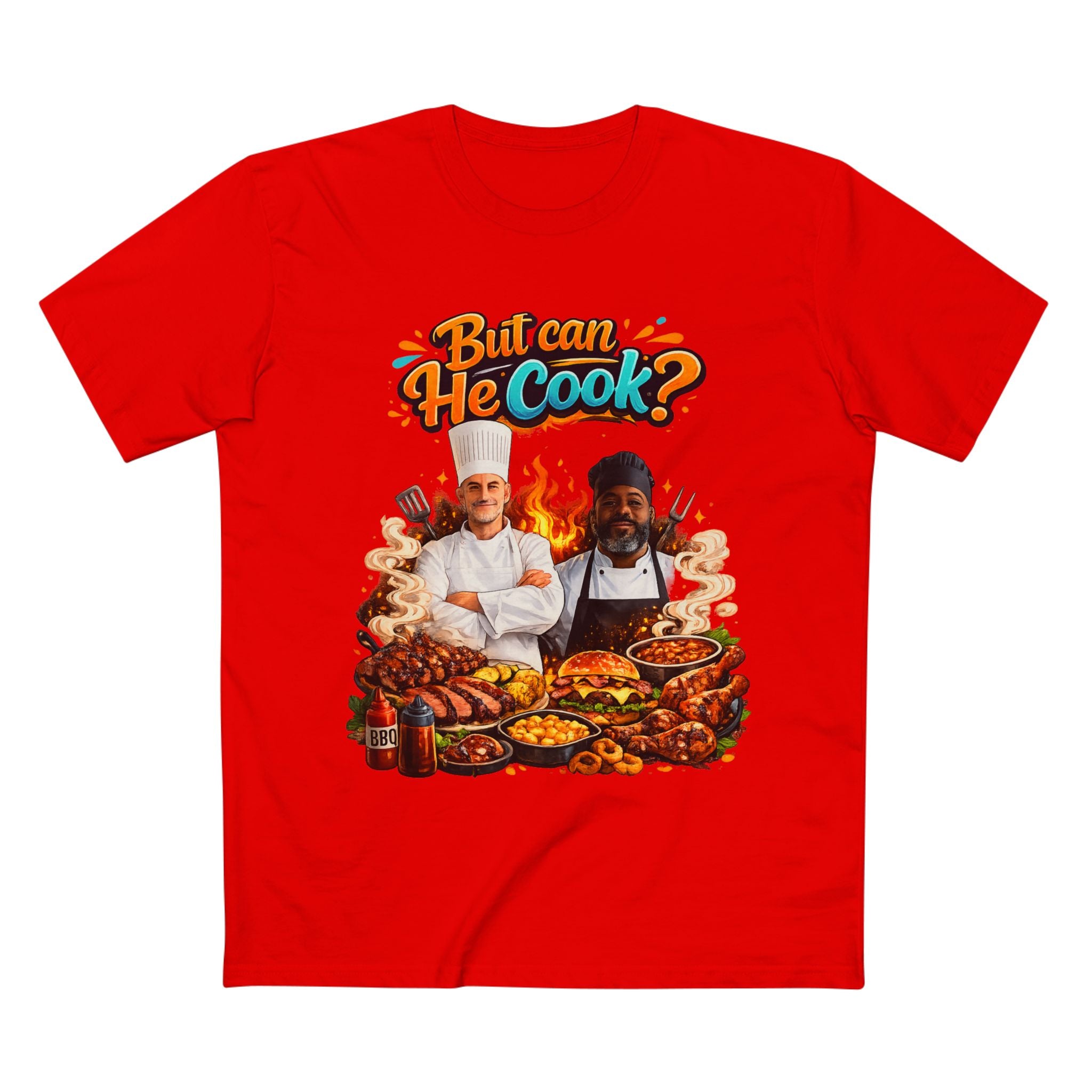 But Can He Cook? T-Shirt — Funny Chef BBQ Cooking Tee