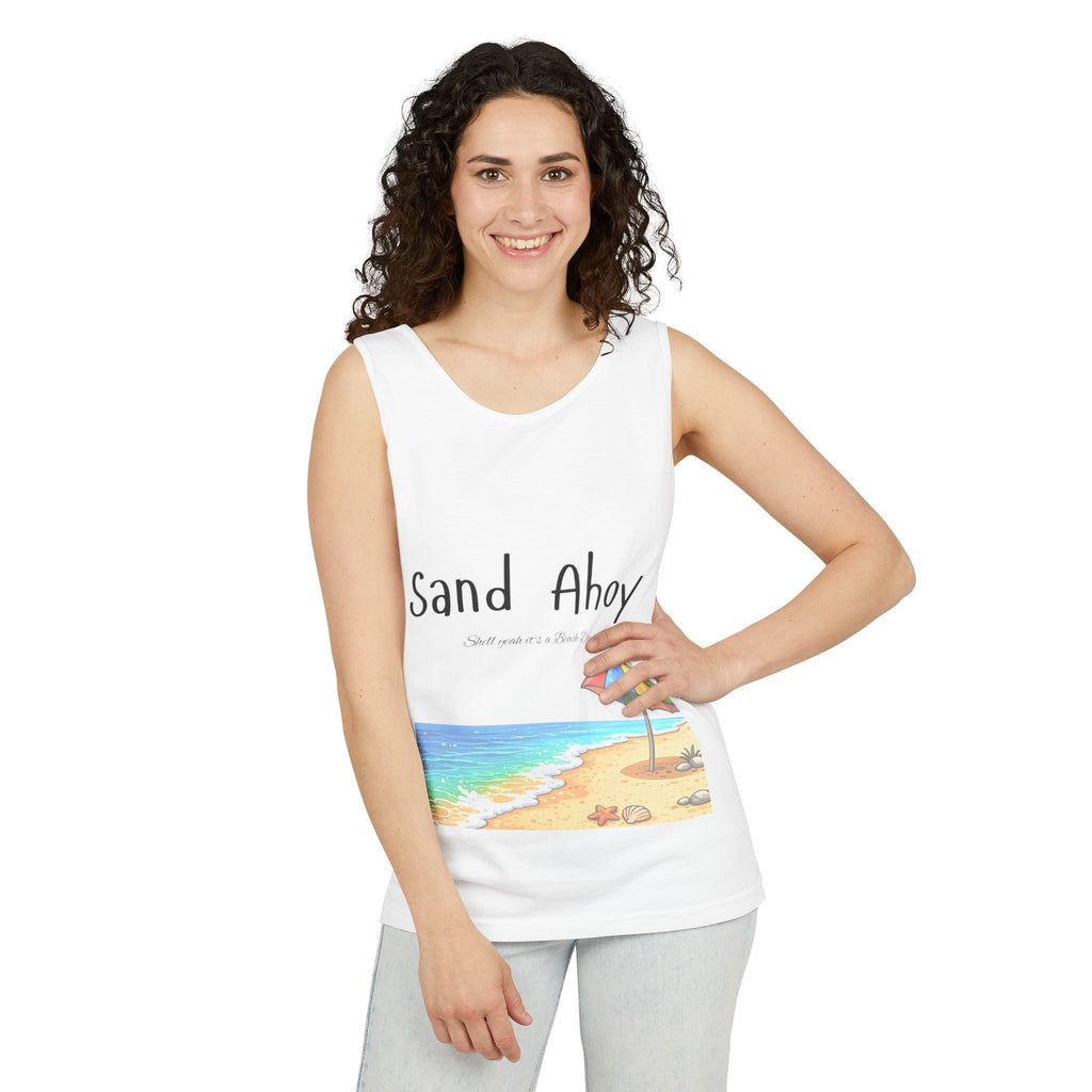 “Sand Ahoy” Seaside Graphic Tank