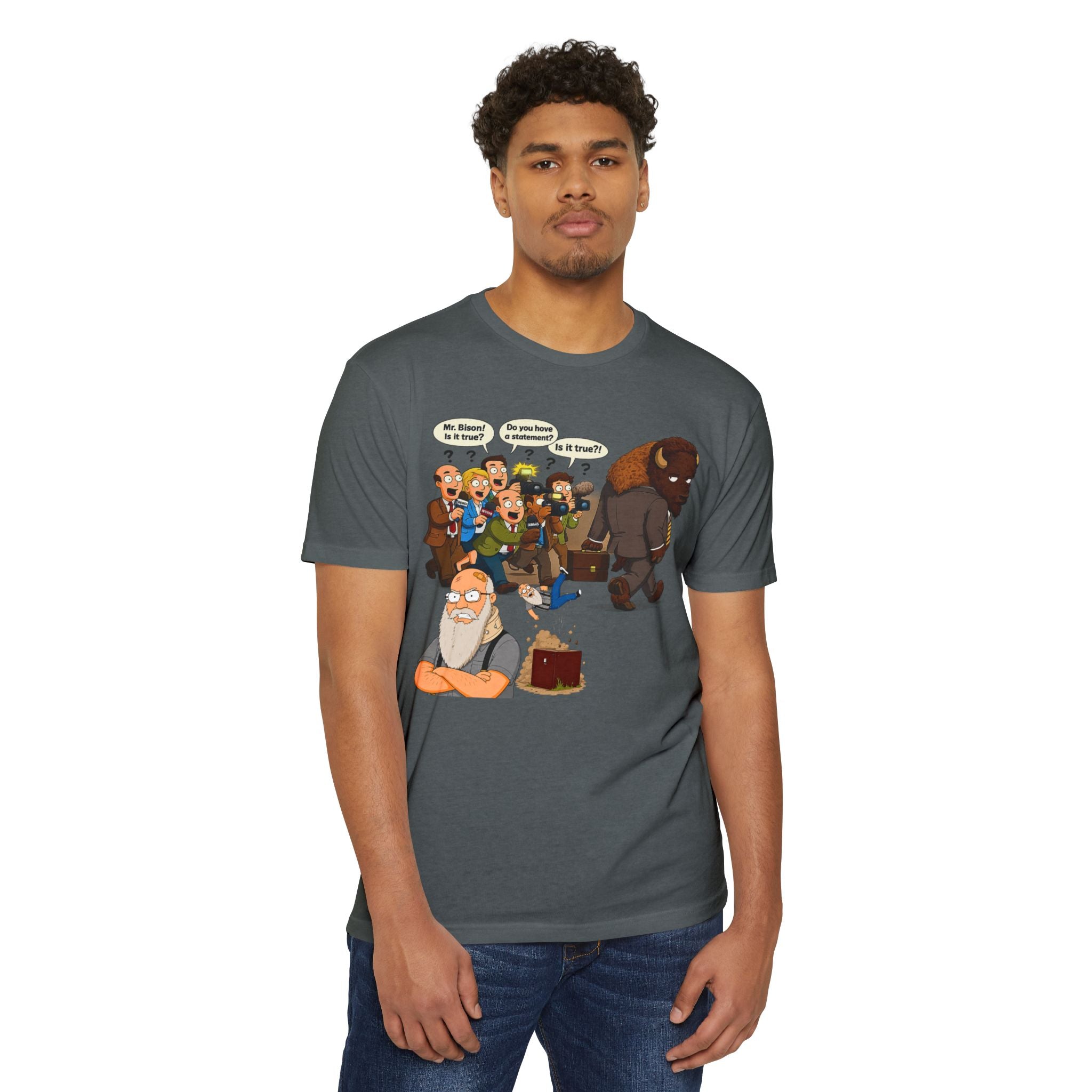 Funny Cartoon Yellow Bison Flip T-Shirt