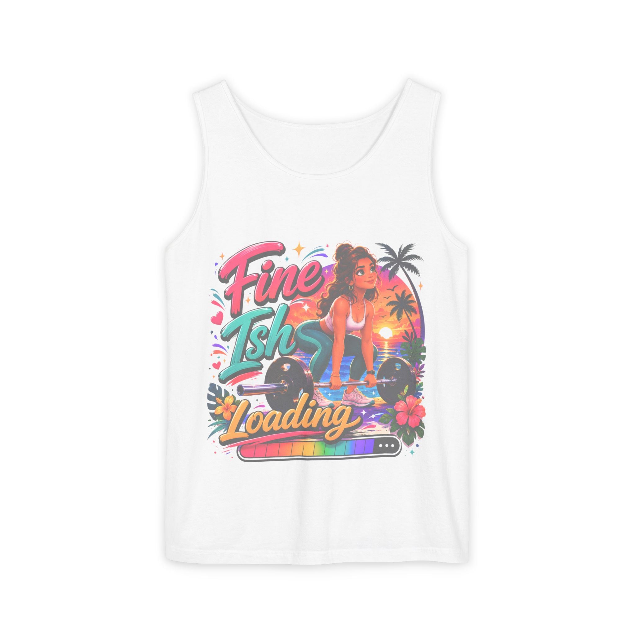 Fine Ish Loading Tank Top — Tropical Pin-Up Workout Graphic Tank