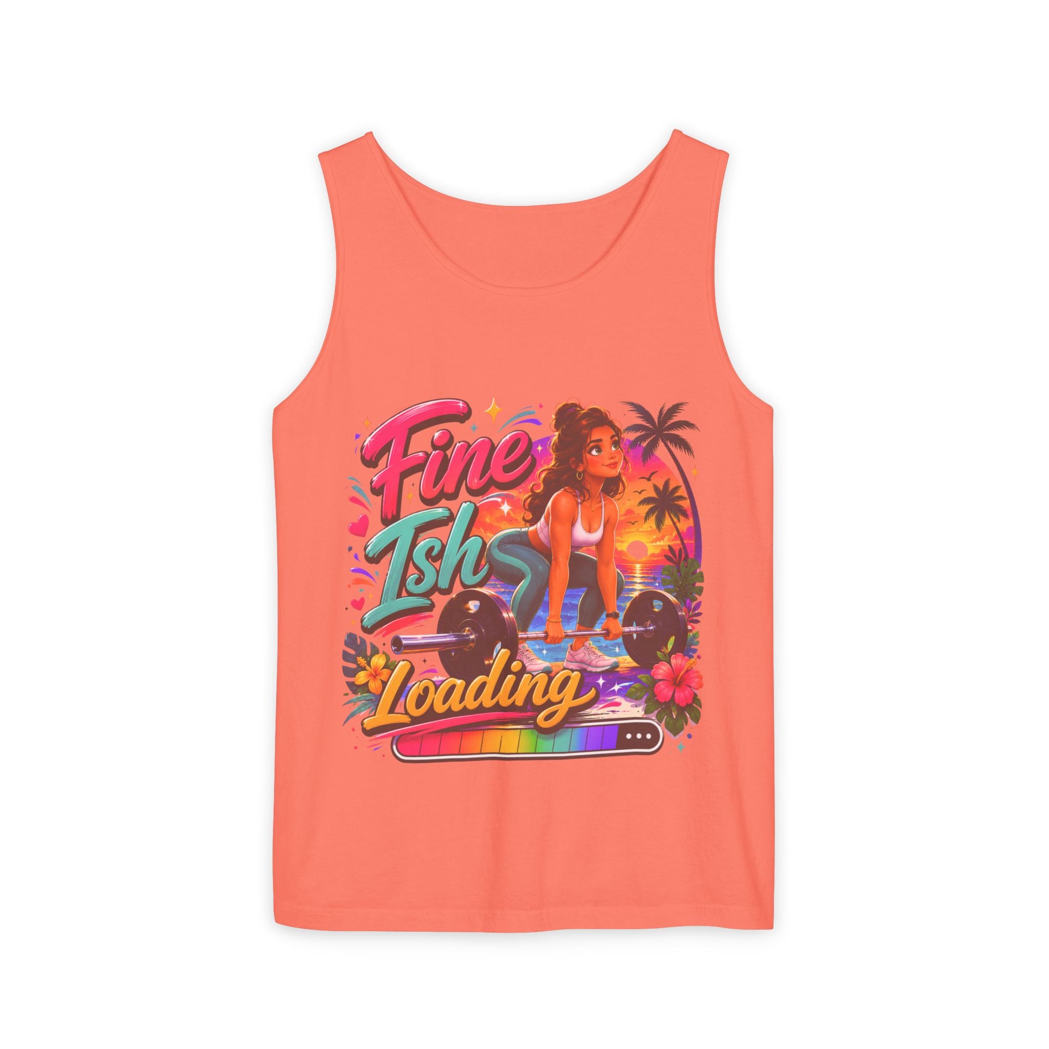 Fine Ish Loading Tank Top — Tropical Pin-Up Workout Graphic Tank