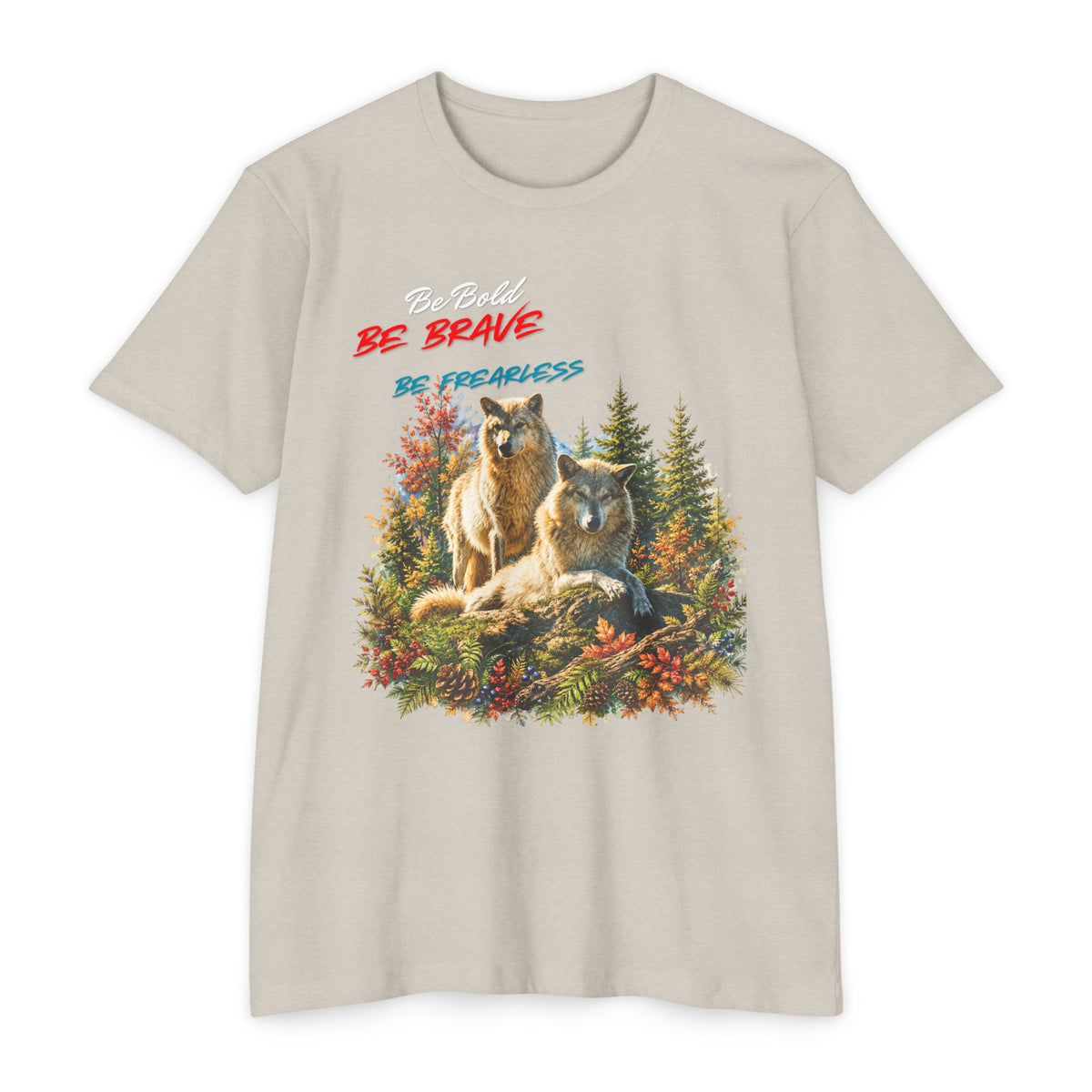 Be Brave Be Fearless Wolf Graphic T‑Shirt