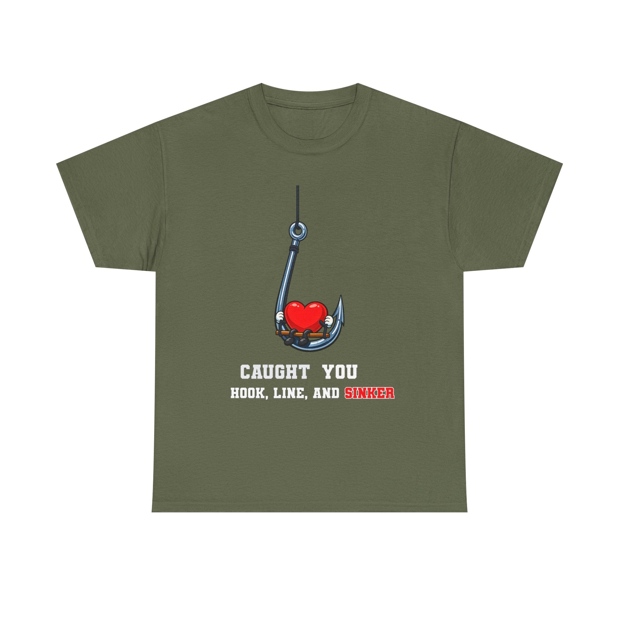 "Caught You Hook, Line, and Sinker" Fishing Heart Tee