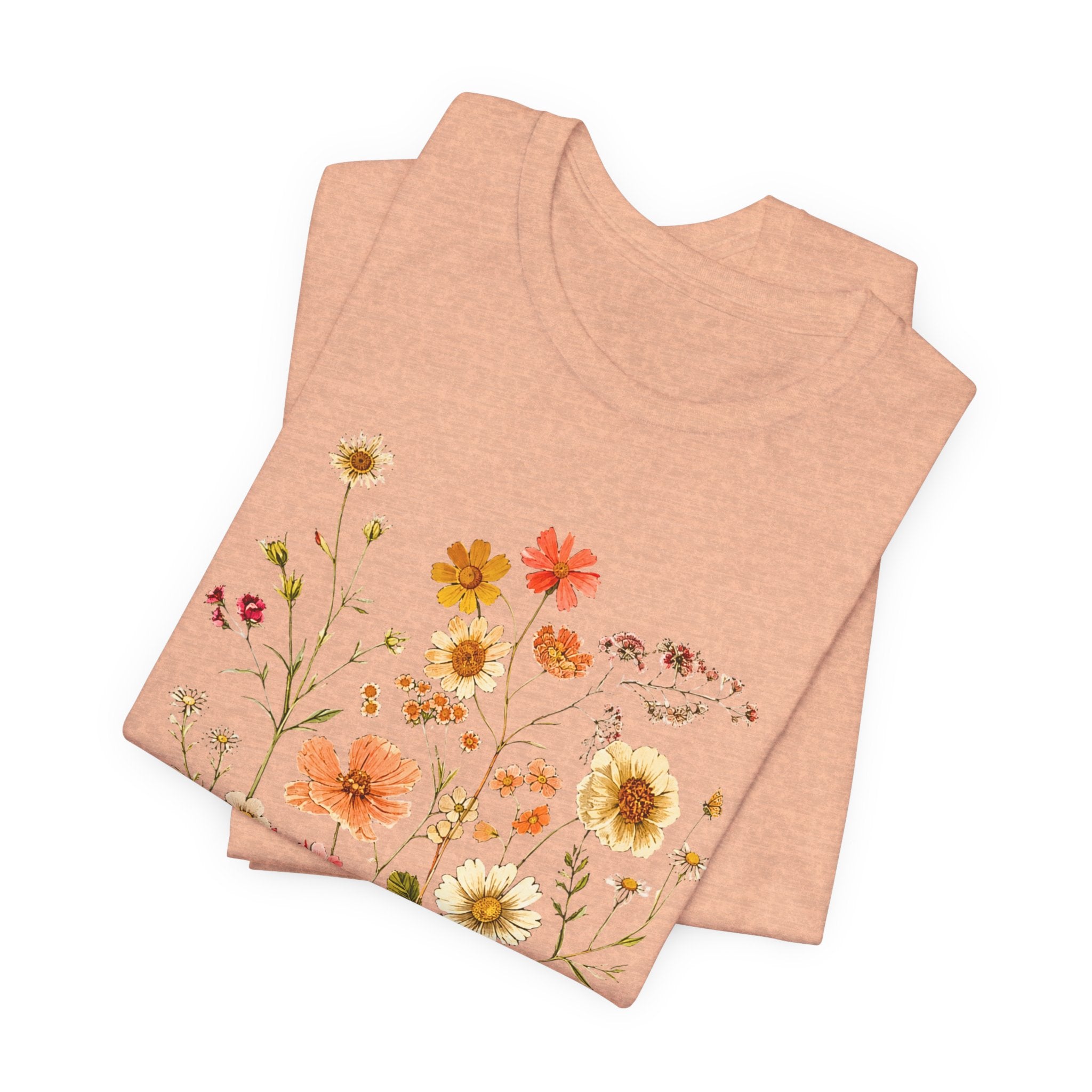 Floral Meadow Tee — Vintage Wildflower Bouquet Short Sleeve Shirt