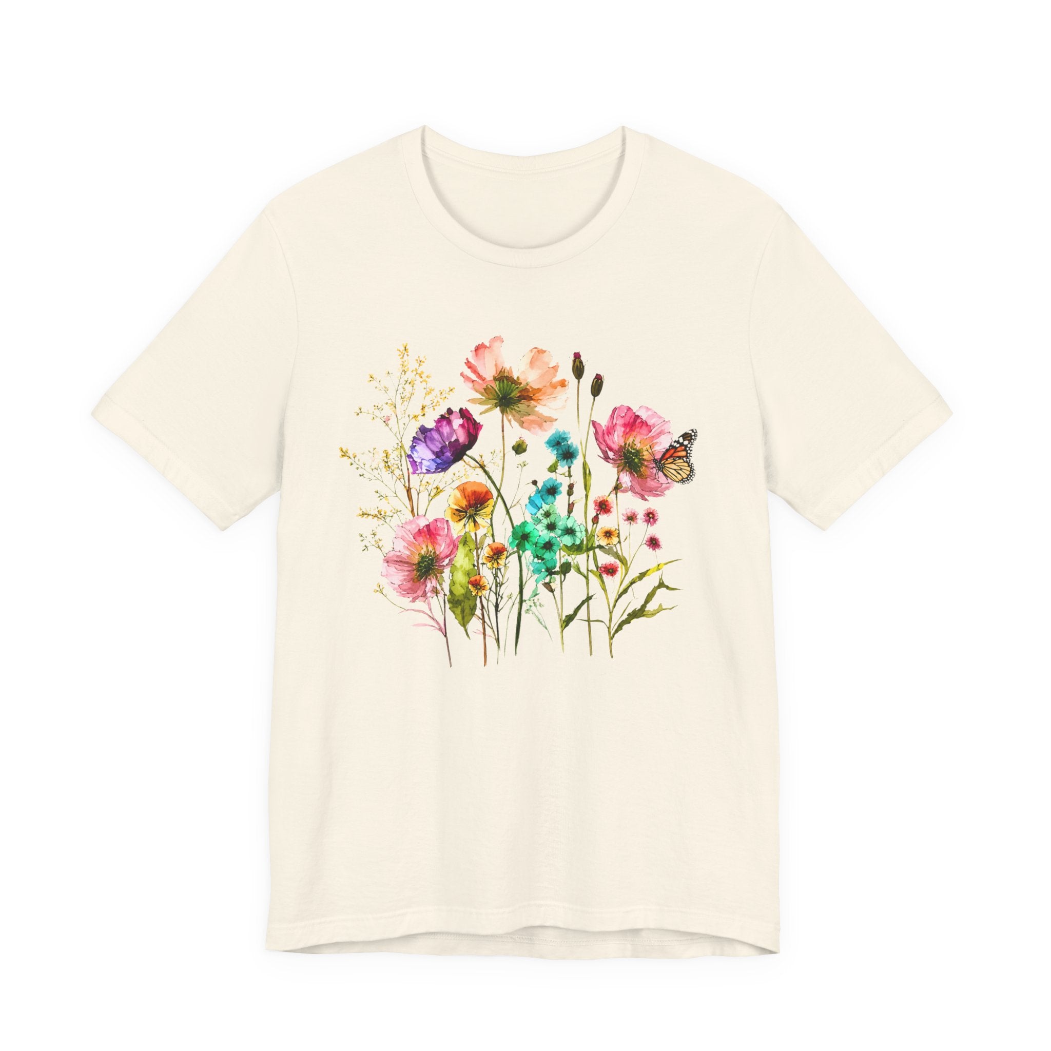 Floral Watercolor  Pink Wildflower Bouquet Graphic T-Shirt