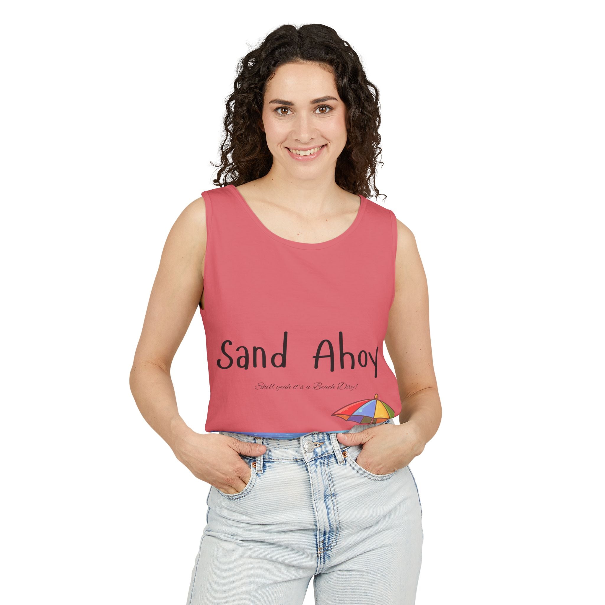 “Sand Ahoy” Seaside Graphic Tank
