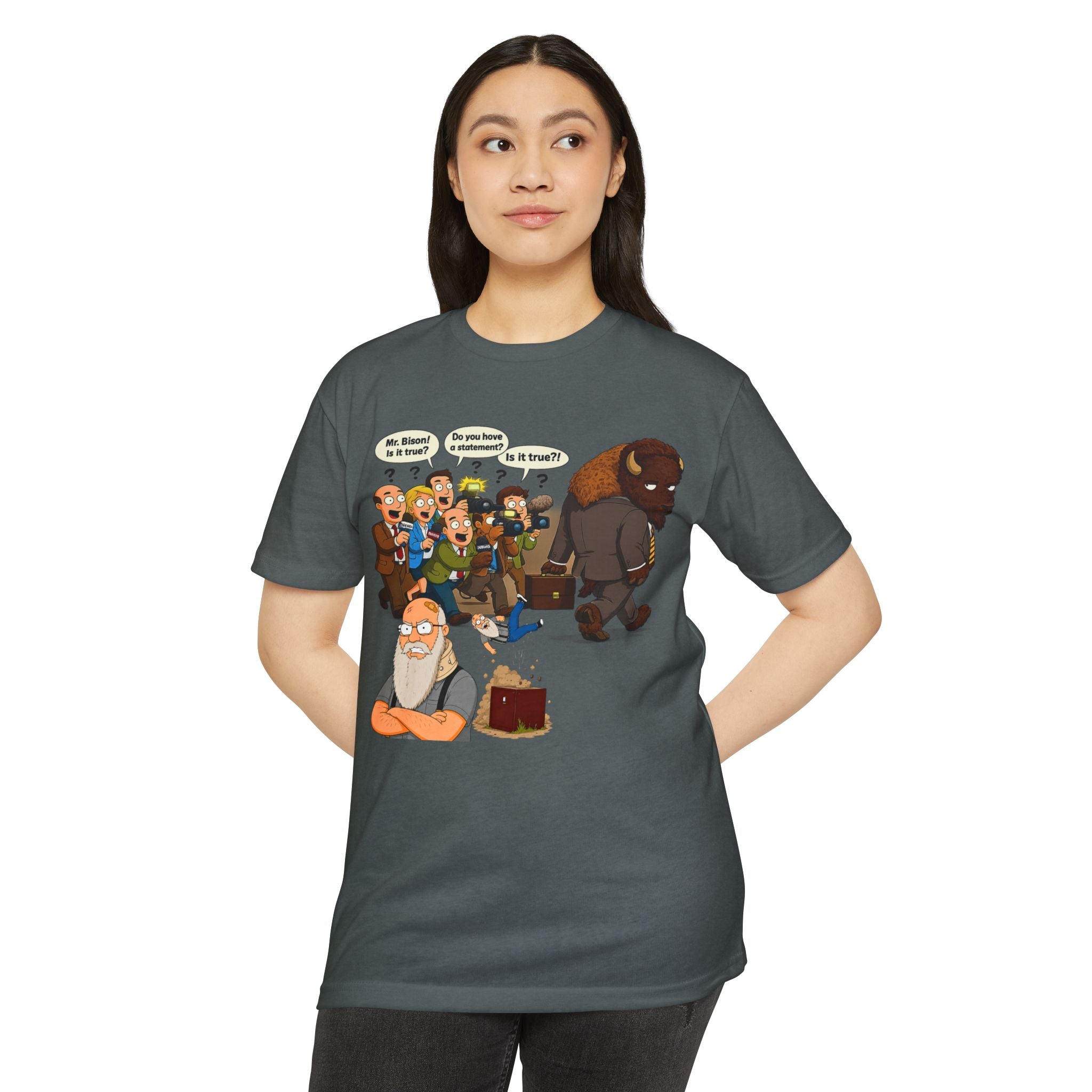 Funny Cartoon Yellow Bison Flip T-Shirt