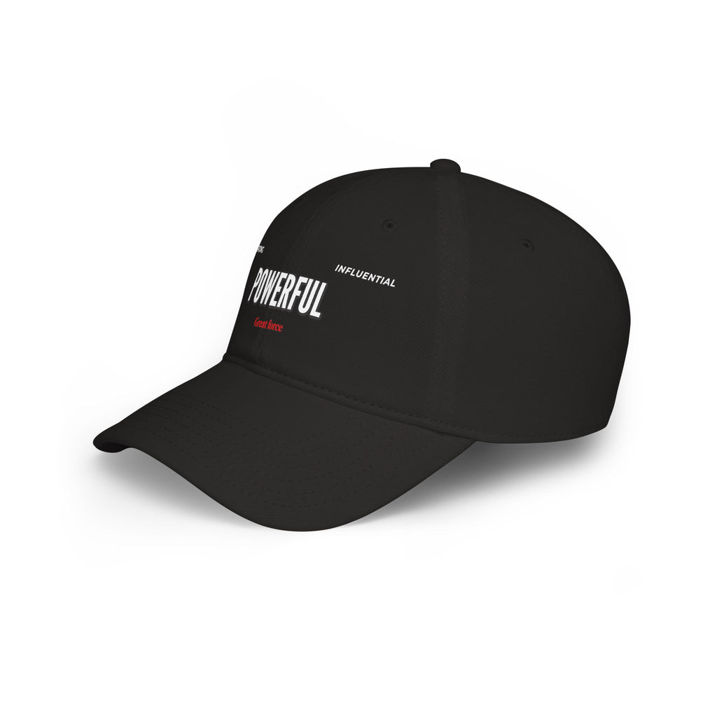 Red 'POWERFUL' Embroidered Low Profile Baseball Cap