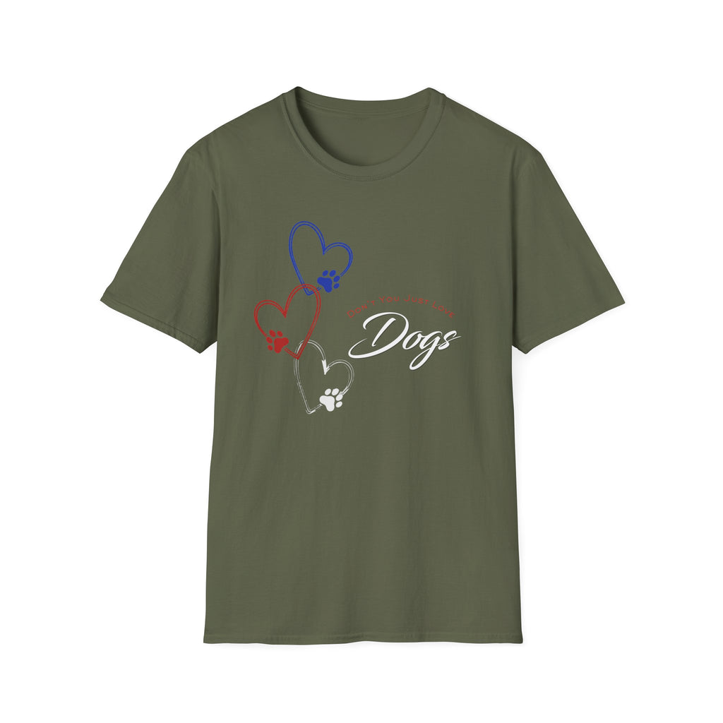 Don't You Just Love Dogs? — Heart Paw Graphic Tee for Dog Lovers