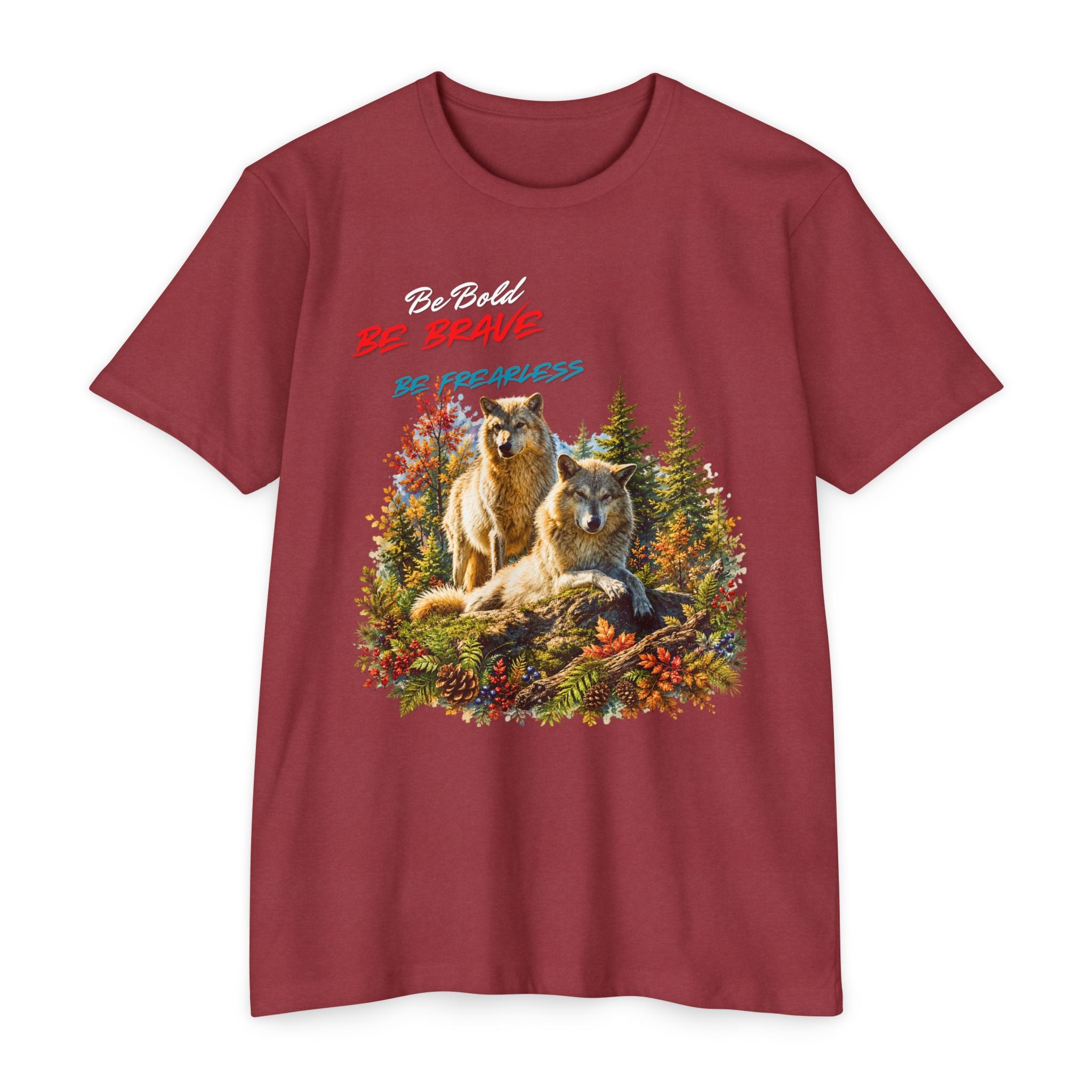 Be Brave Be Fearless Wolf Graphic T‑Shirt