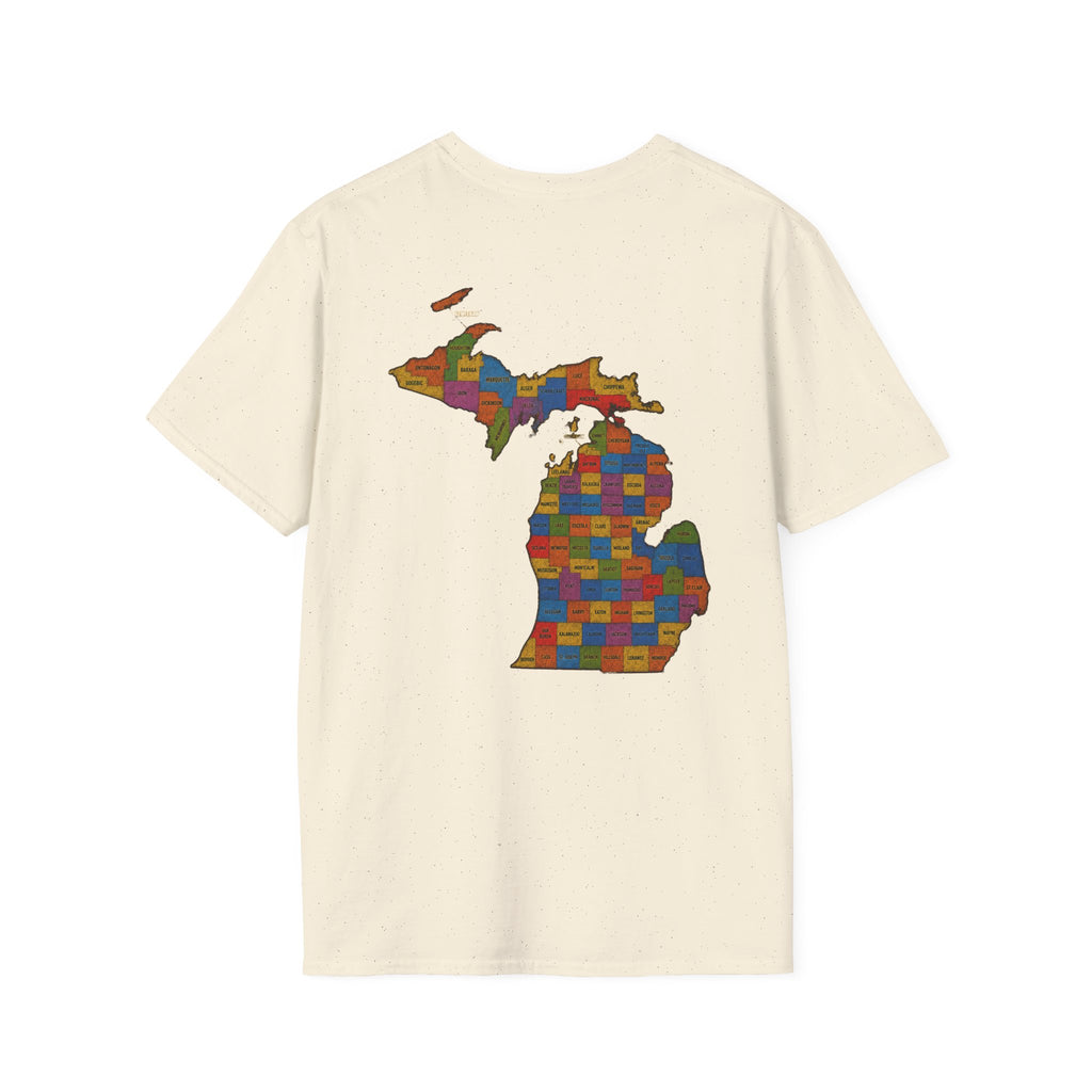 T-Shirt — "Don't Ask 100% Organic" Michigan Puzzle-Map Tee