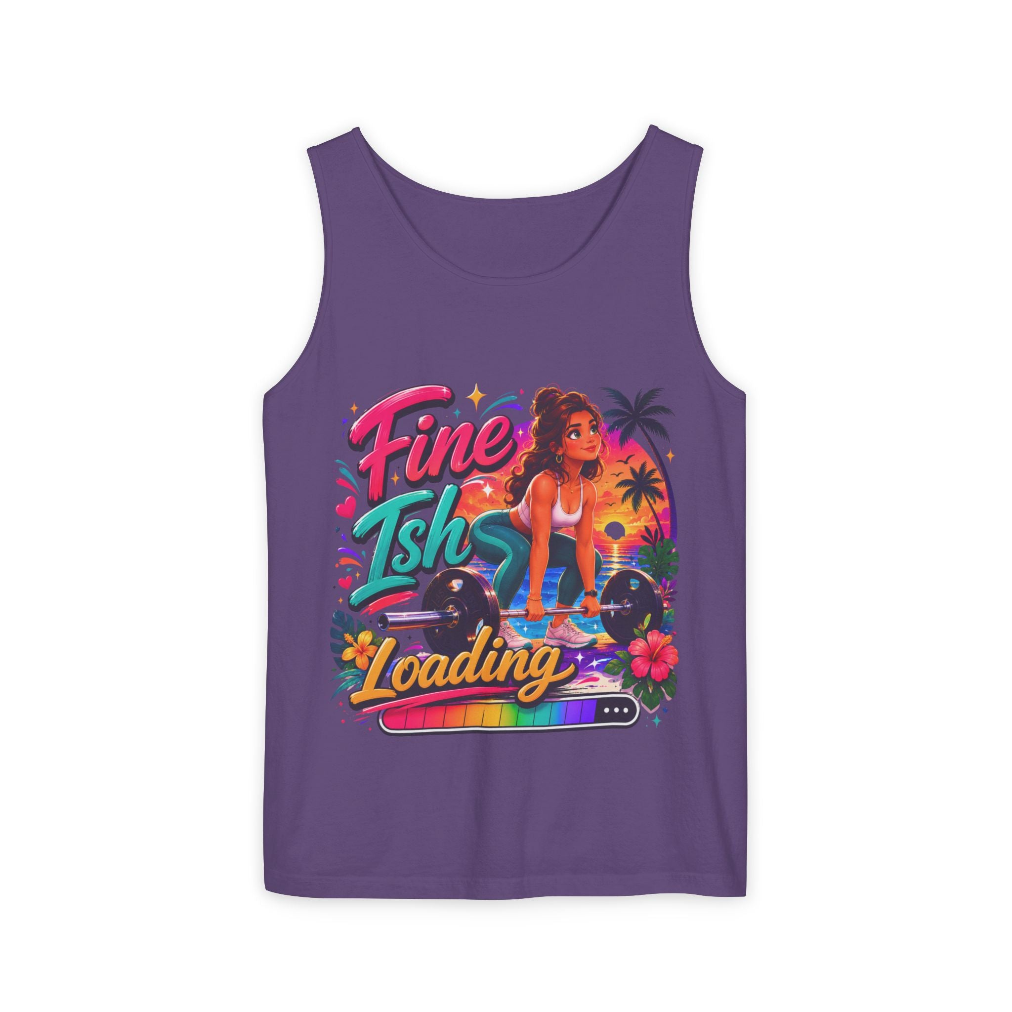 Fine Ish Loading Tank Top — Tropical Pin-Up Workout Graphic Tank