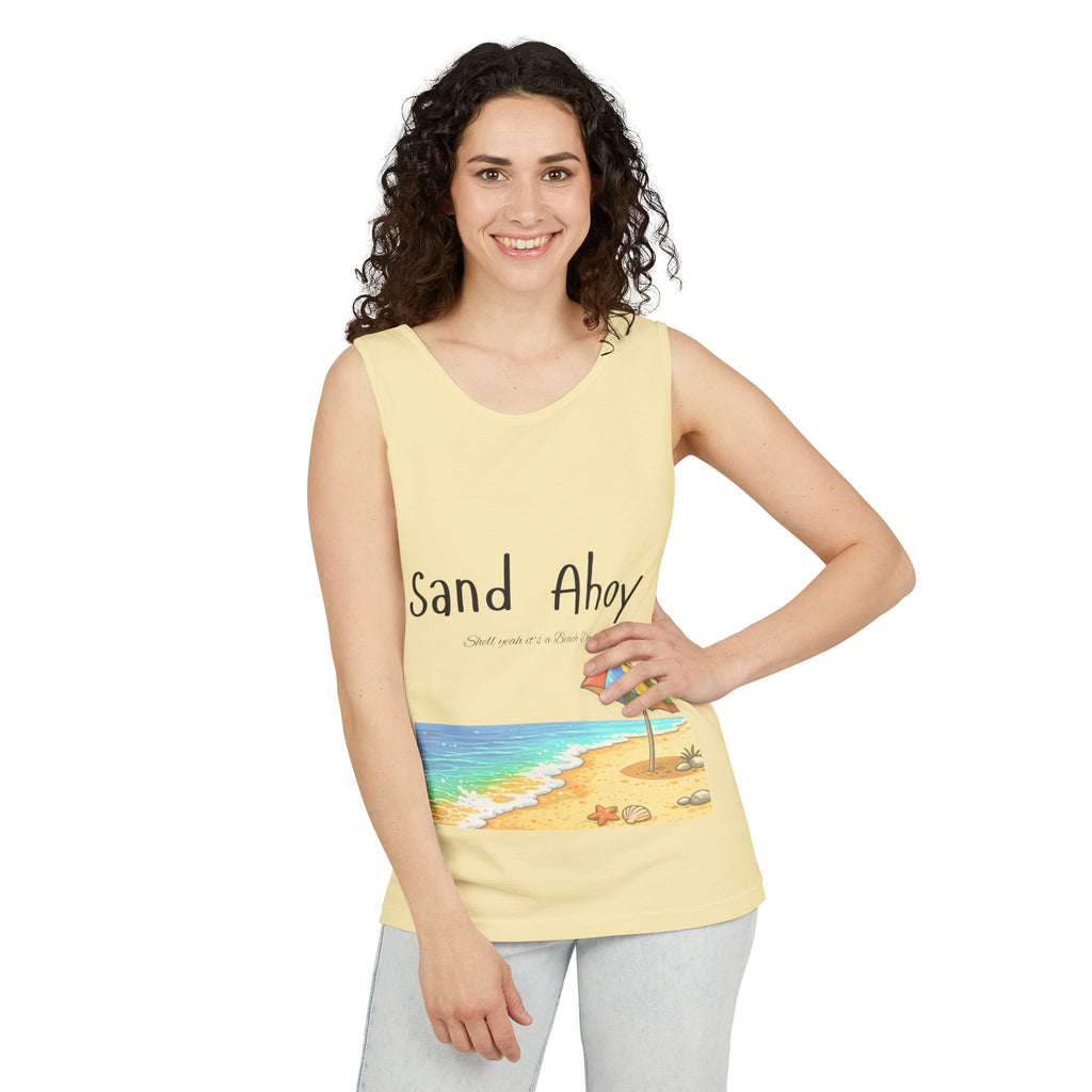 “Sand Ahoy” Seaside Graphic Tank