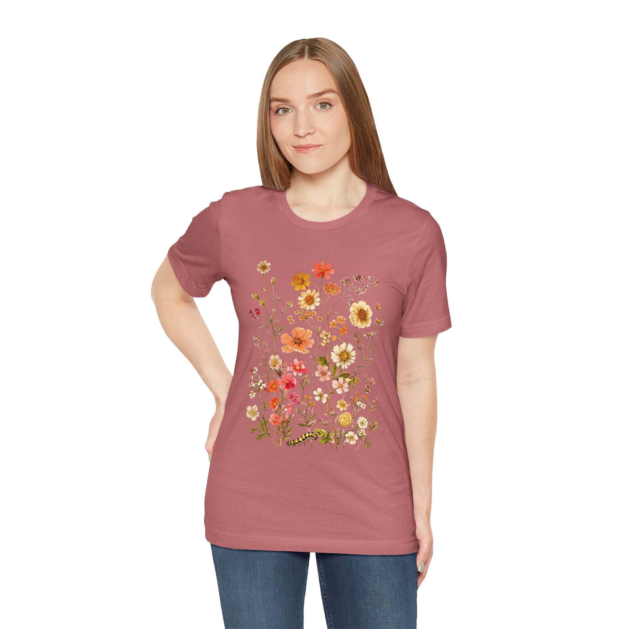 Floral Meadow Tee — Vintage Wildflower Bouquet Short Sleeve Shirt