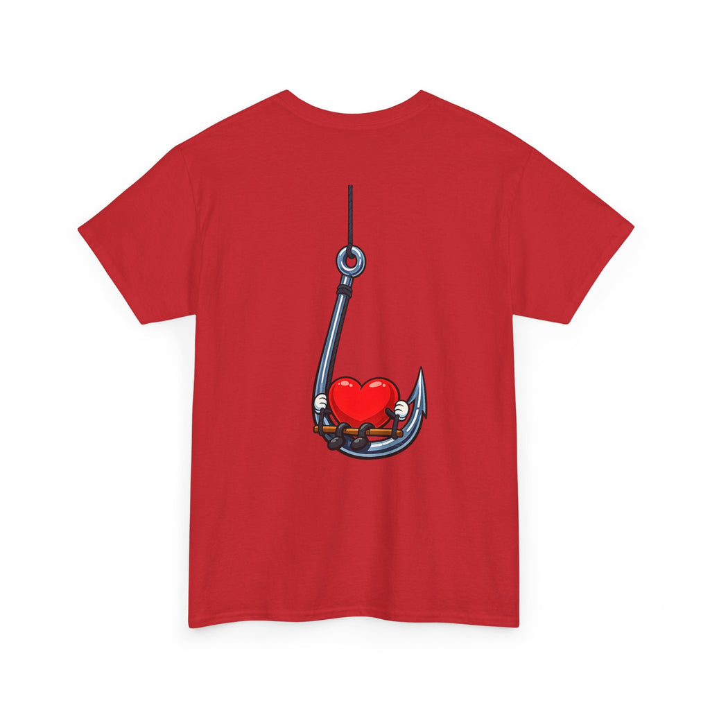 T-Shirt — "Caught You Hook, Line, and Sinker" Fishing Heart Tee