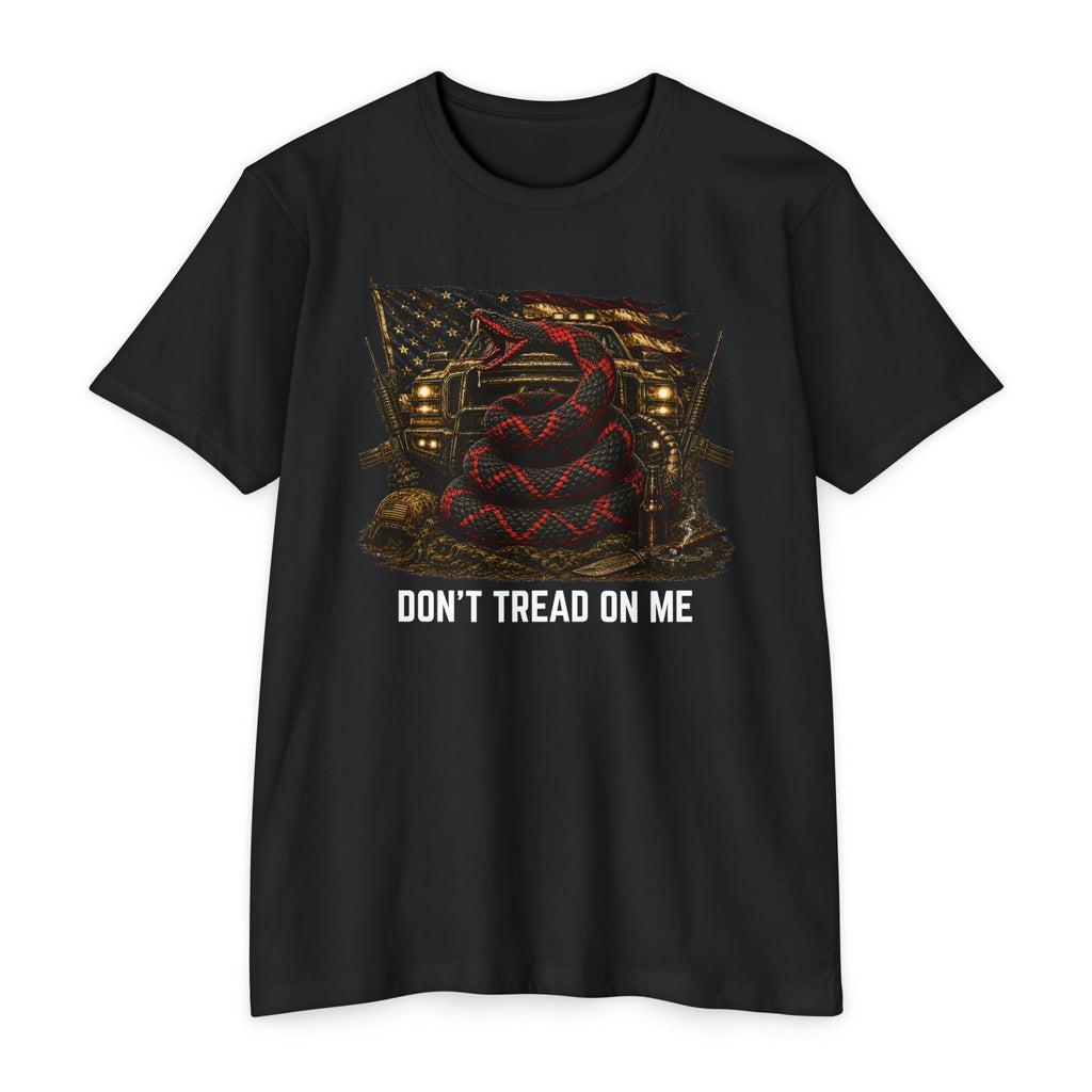 Don't Tread On Me T-Shirt — Distressed American Flag & Snake Patriotic Tee