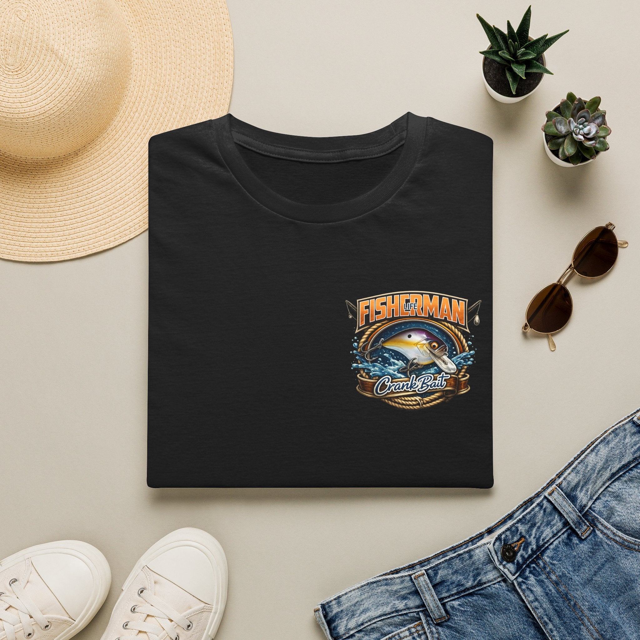 Crank Bait Fisherman T-Shirt — Vintage Marlin Ocean Fishing Graphic