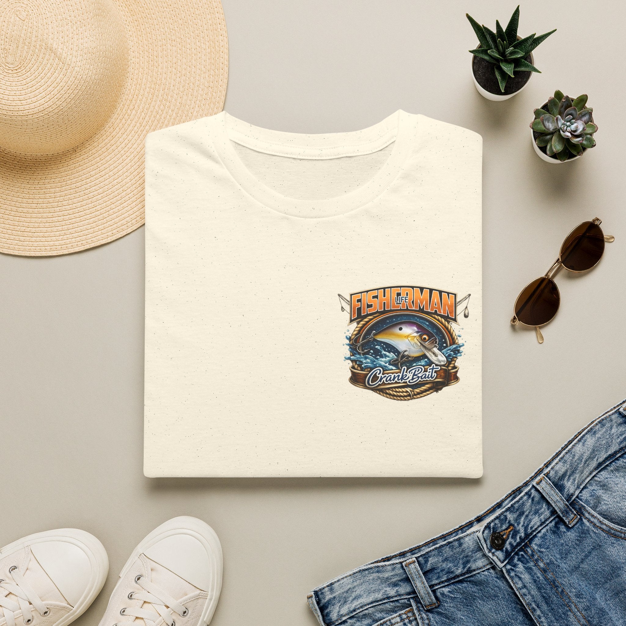 Crank Bait Fisherman T-Shirt — Vintage Marlin Ocean Fishing Graphic