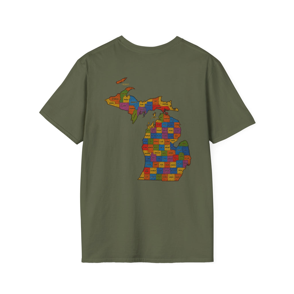 T-Shirt — "Don't Ask 100% Organic" Michigan Puzzle-Map Tee