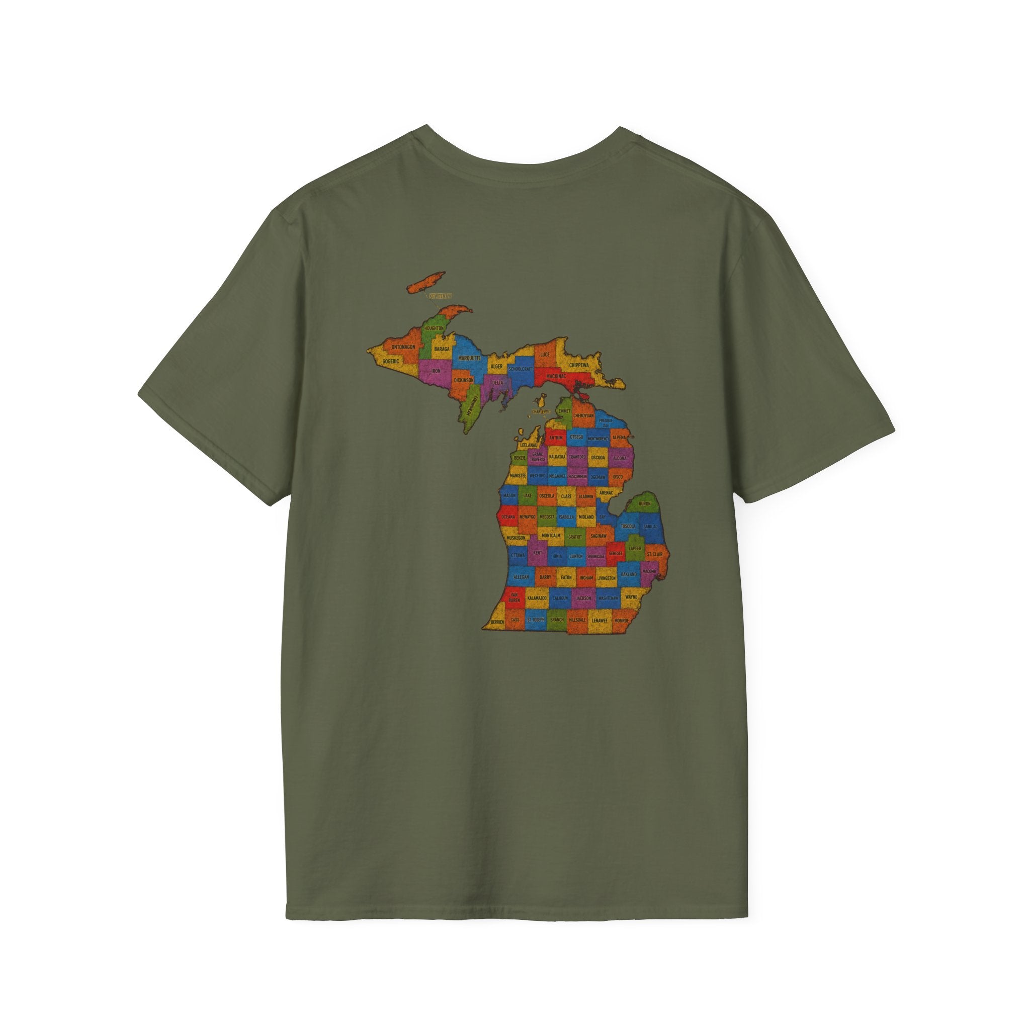 T-Shirt — "Don't Ask 100% Organic" Michigan Puzzle-Map Tee