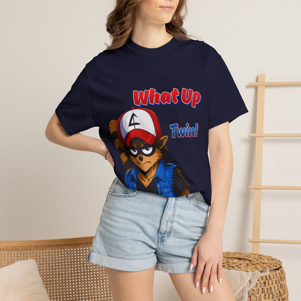 What Up Twin! Graphic T-Shirt — Cute Raccoon Character Tee