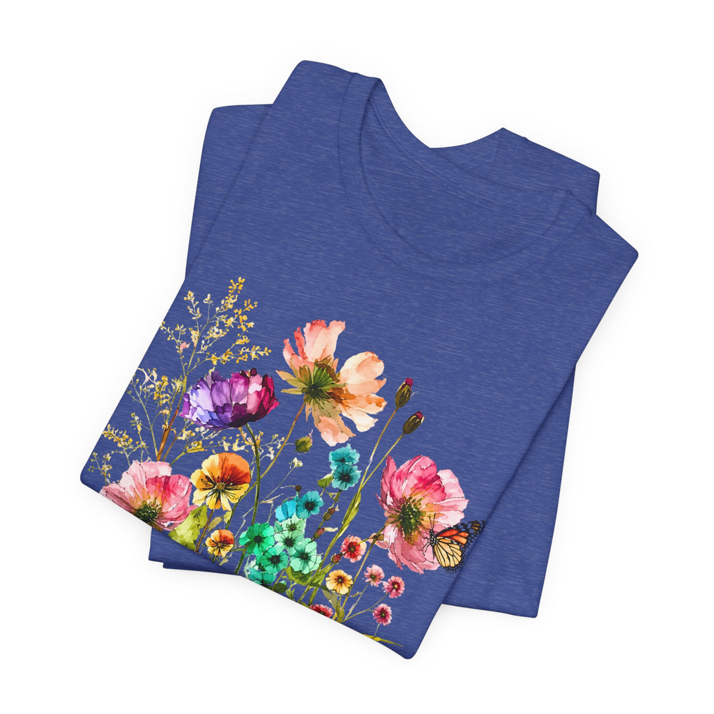 Floral Watercolor  Pink Wildflower Bouquet Graphic T-Shirt