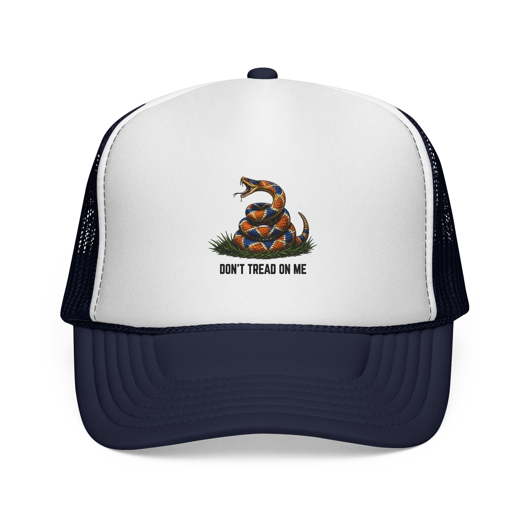Don’t Tread On Me Trucker Cap — Coiled Rattlesnake Patriotic Mesh Hat