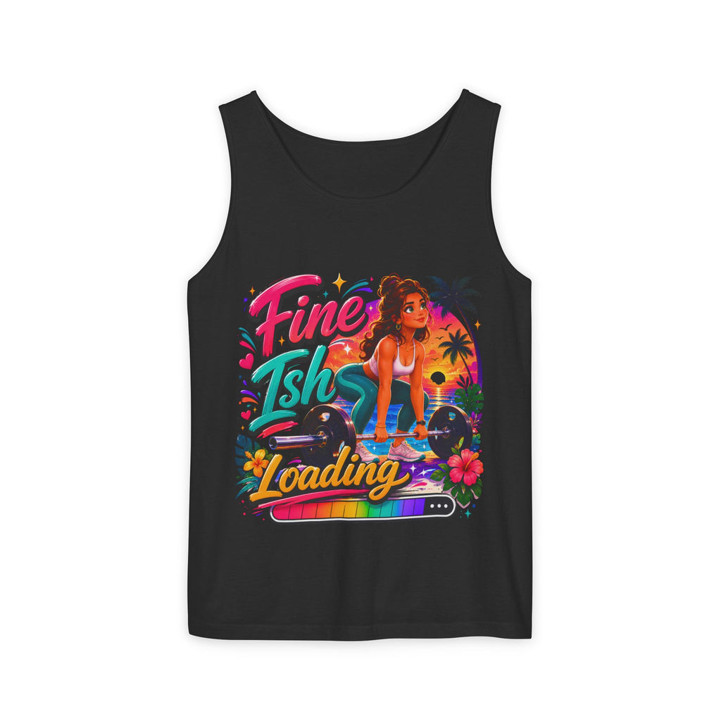 Fine Ish Loading Tank Top — Tropical Pin-Up Workout Graphic Tank