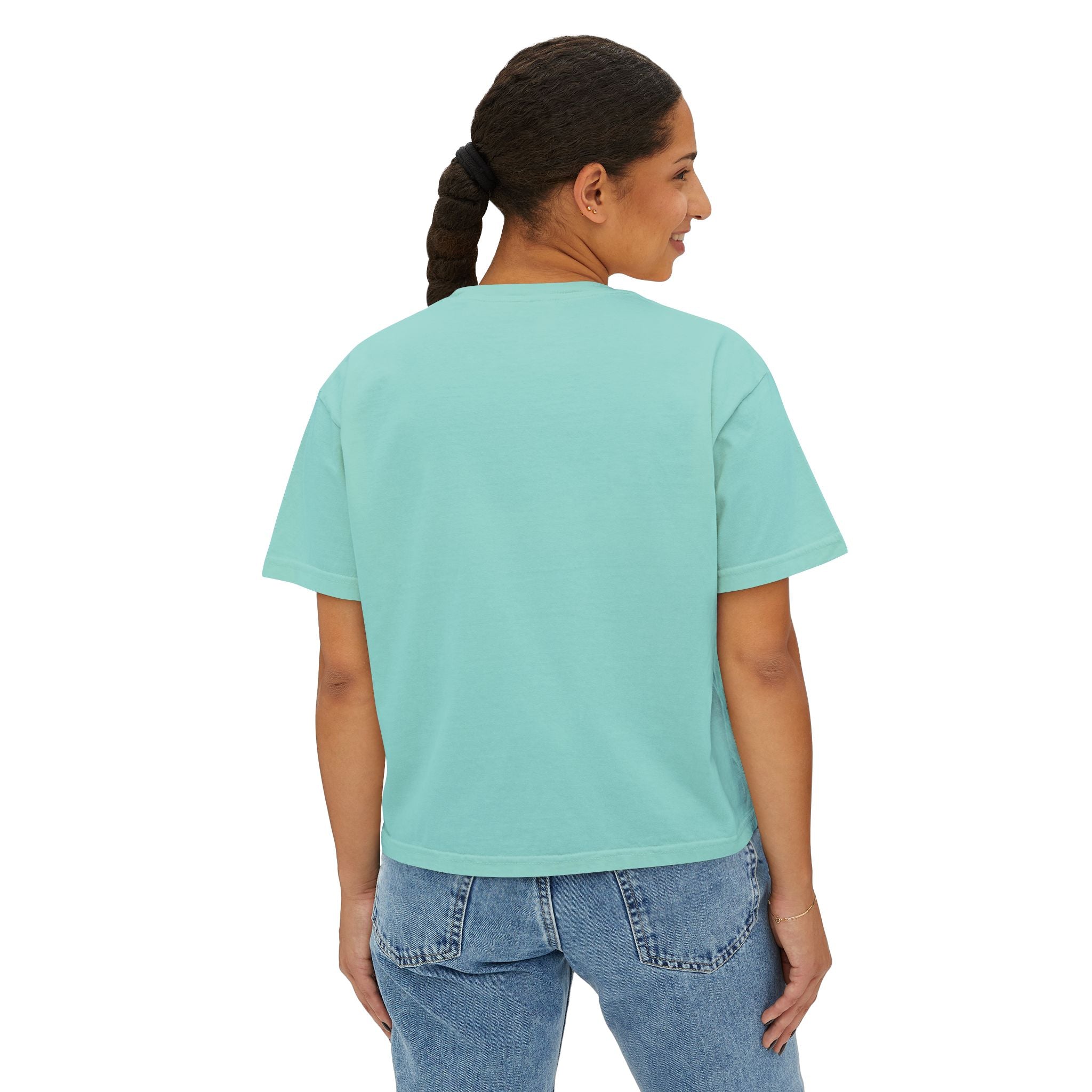 Women's Boxy Tee — 'Ok Ok I'm Up' Retro Floral Graphic Crop Top