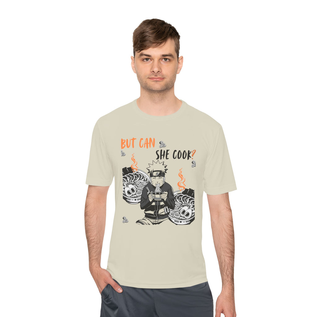 Can She Cook Graphic Tee — “But Can She Cook?” Moisture-Wicking T-Shirt