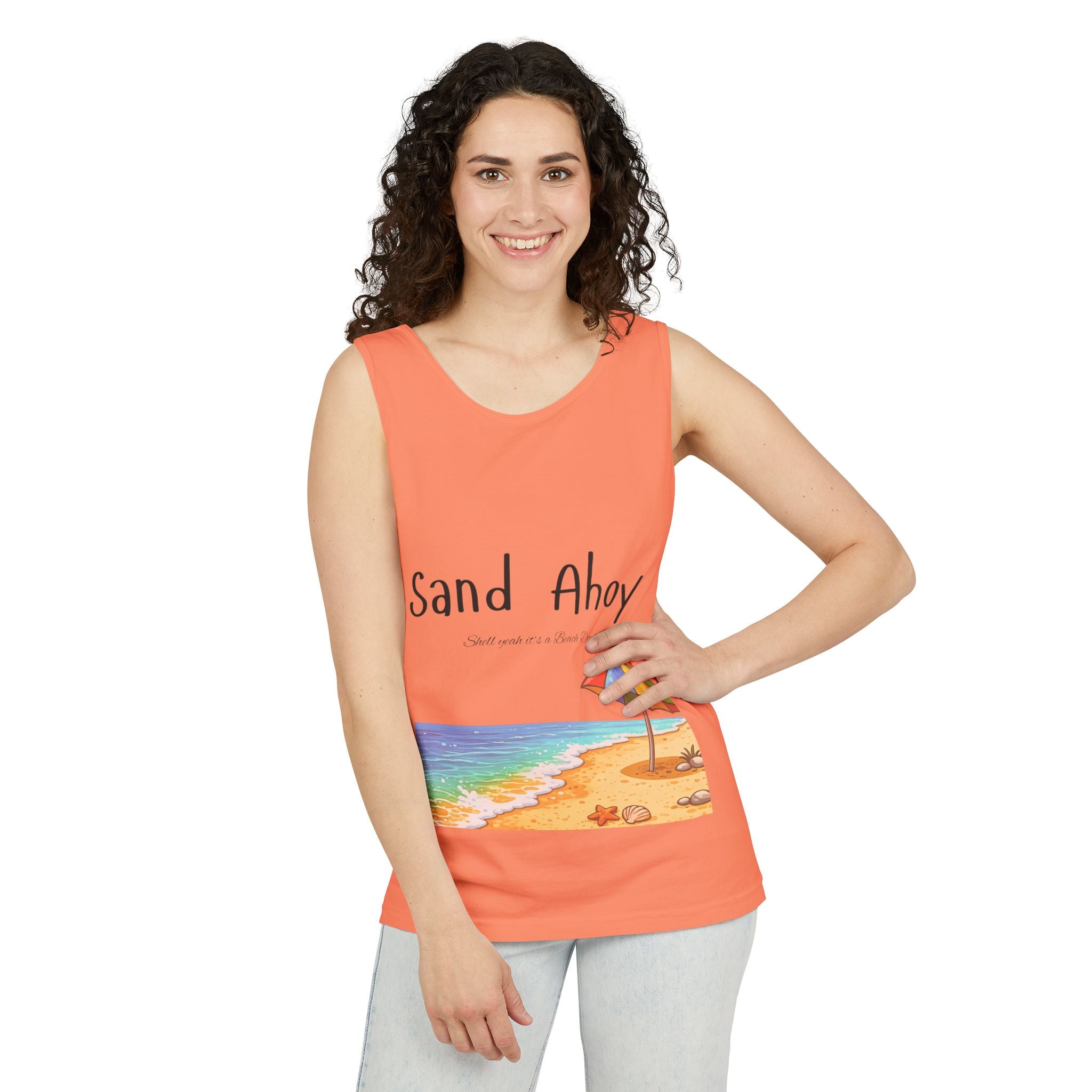 “Sand Ahoy” Seaside Graphic Tank