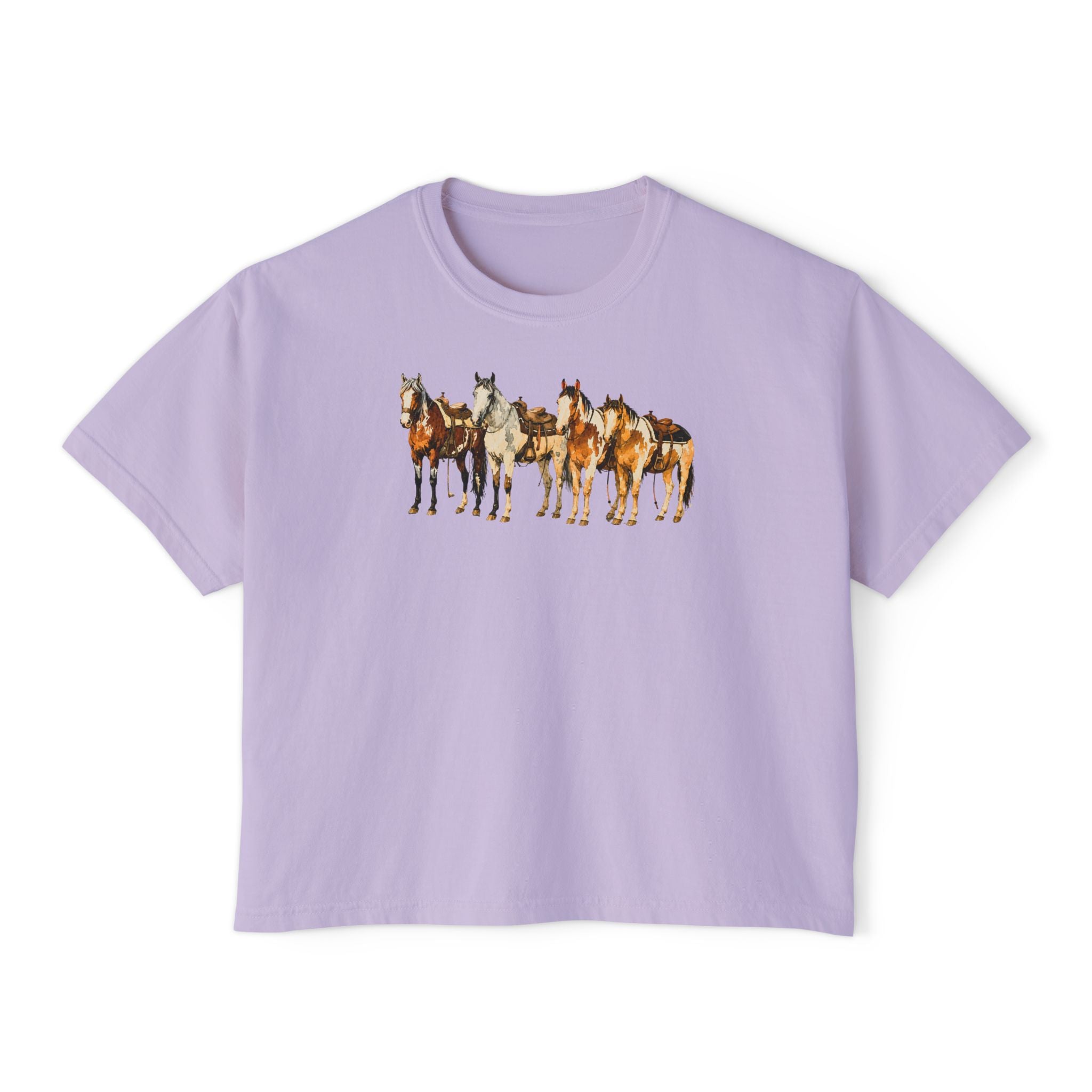Women's Watercolor Horse Lineup Graphic