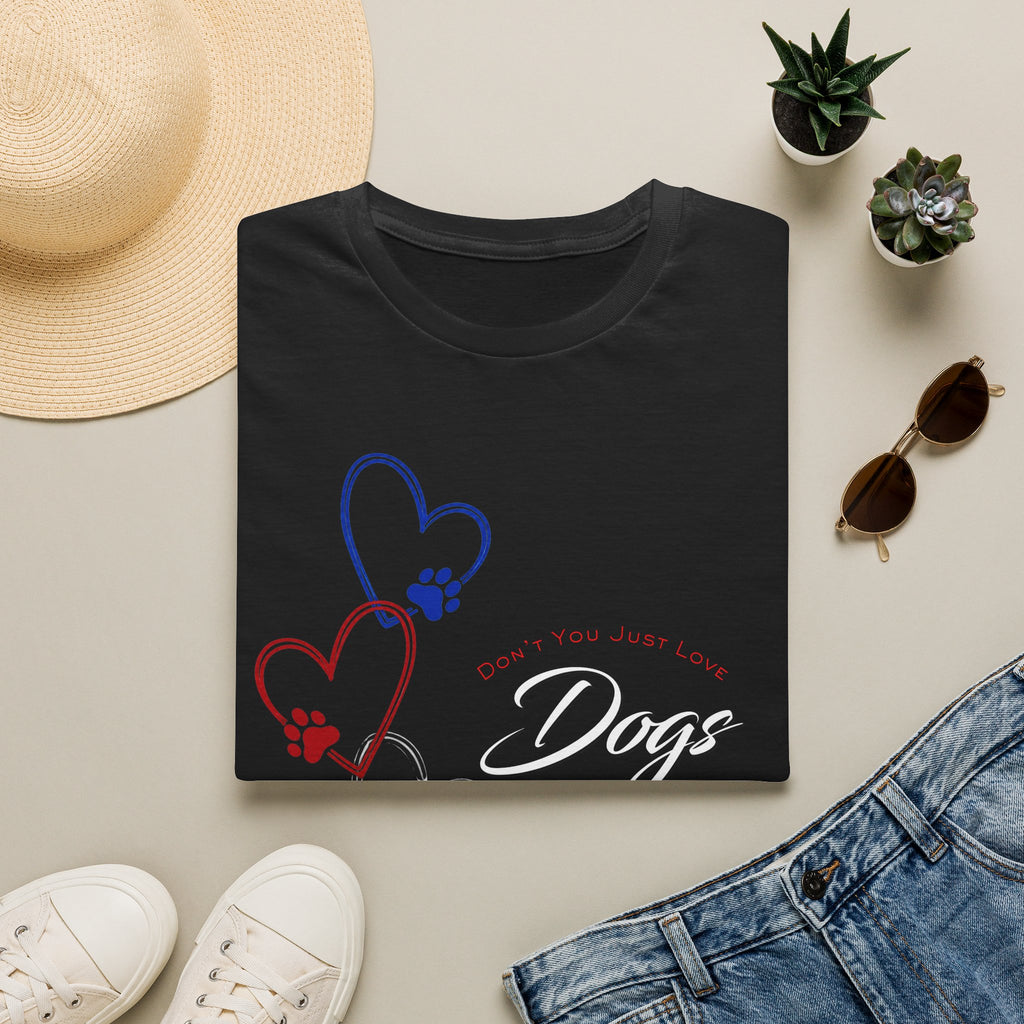 Don't You Just Love Dogs? — Heart Paw Graphic Tee for Dog Lovers