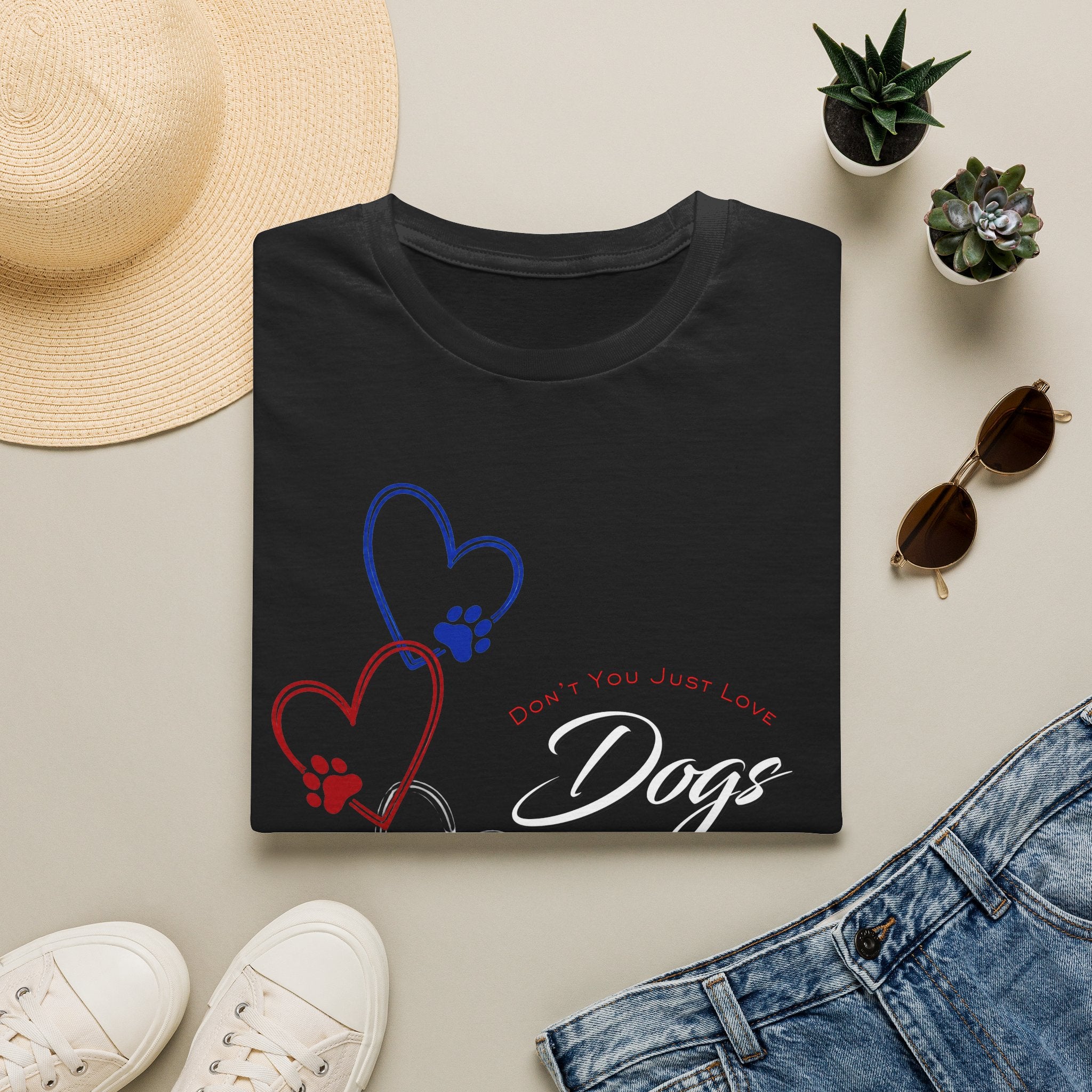 Don't You Just Love Dogs? — Heart Paw Graphic Tee for Dog Lovers