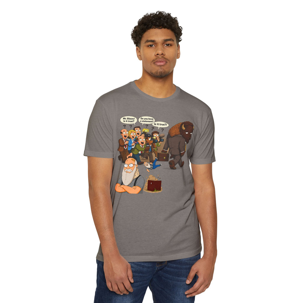 Funny Cartoon Yellow Bison Flip T-Shirt