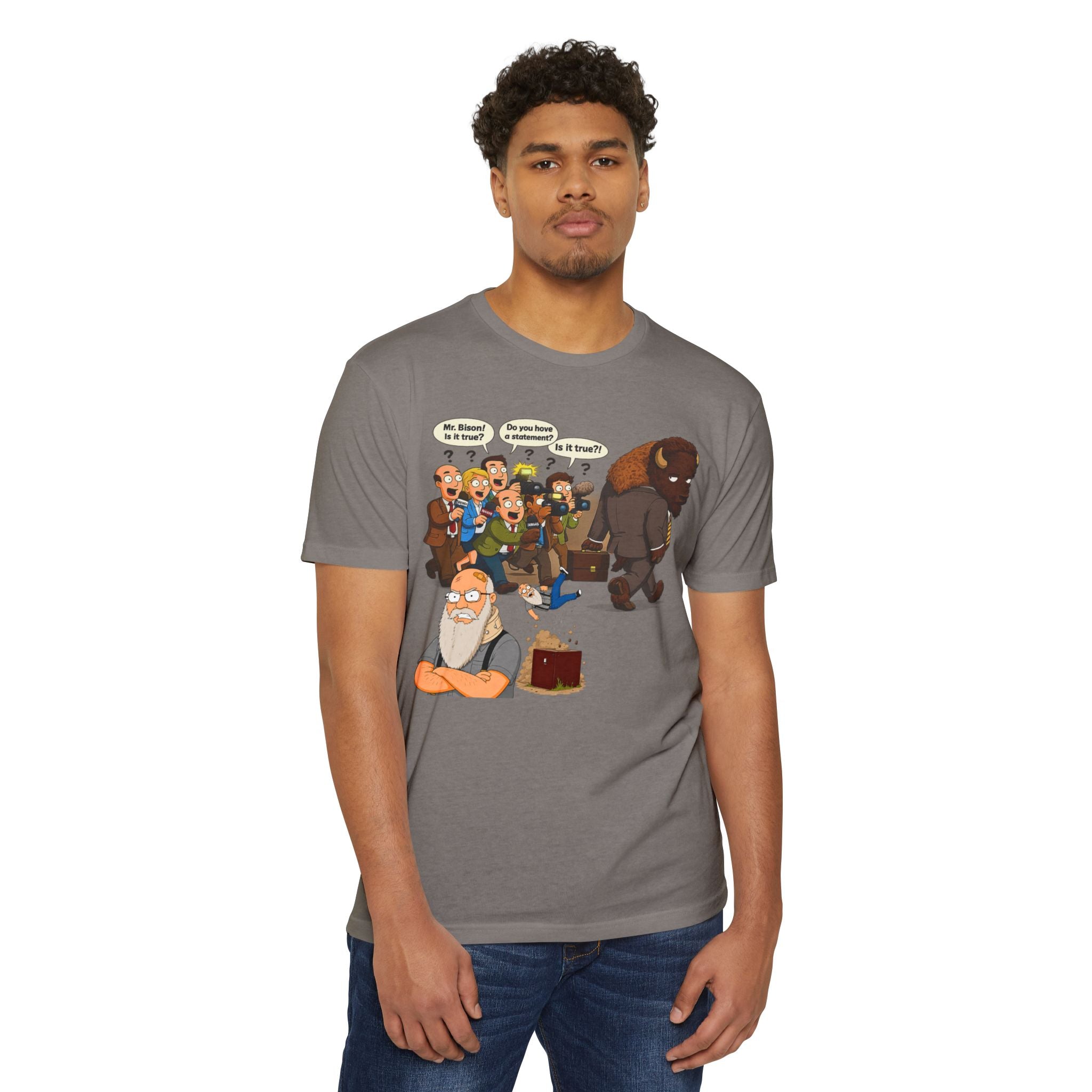 Funny Cartoon Yellow Bison Flip T-Shirt