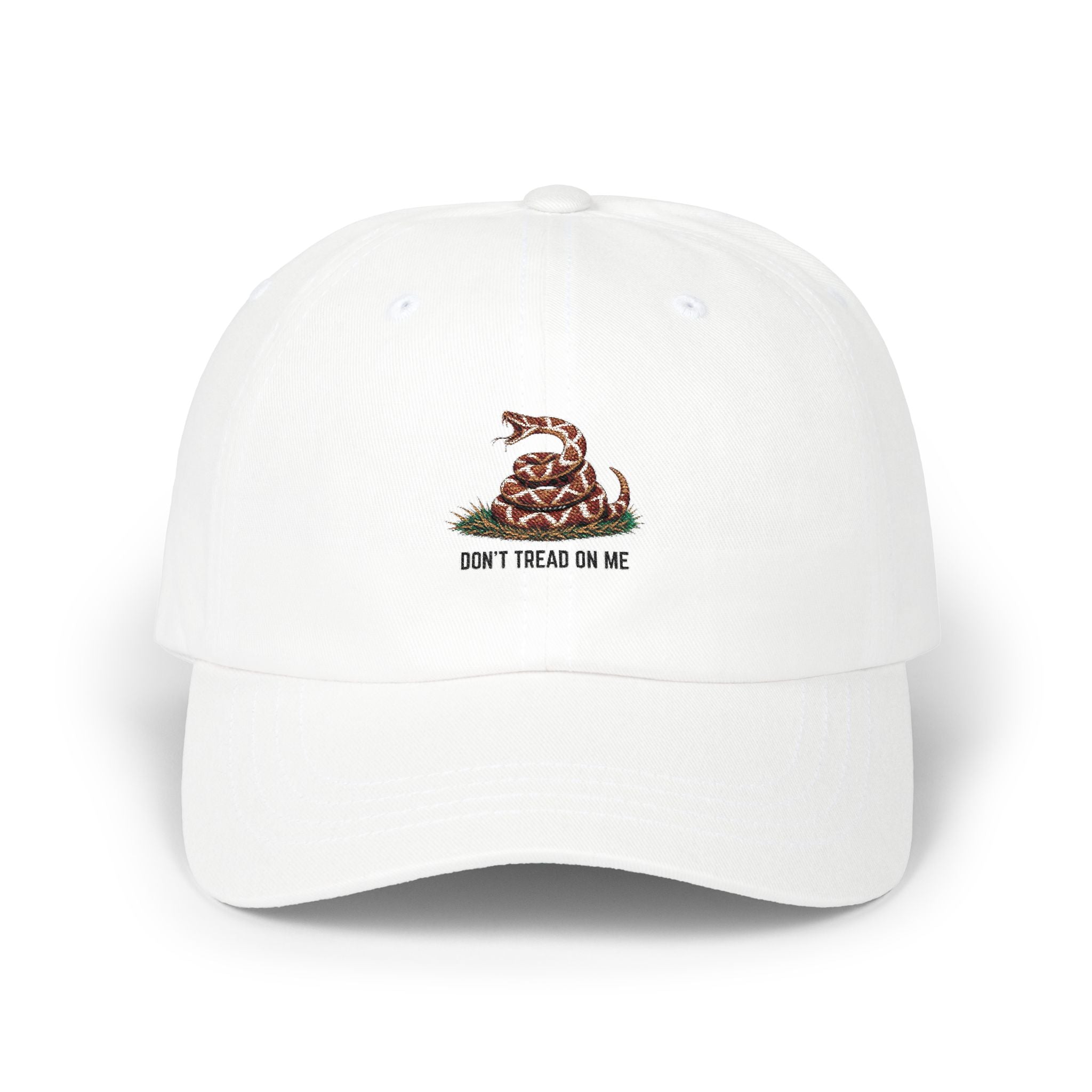 Don’t Tread On Me Dad Cap — Classic Embroidered Gadsden Snake Hat