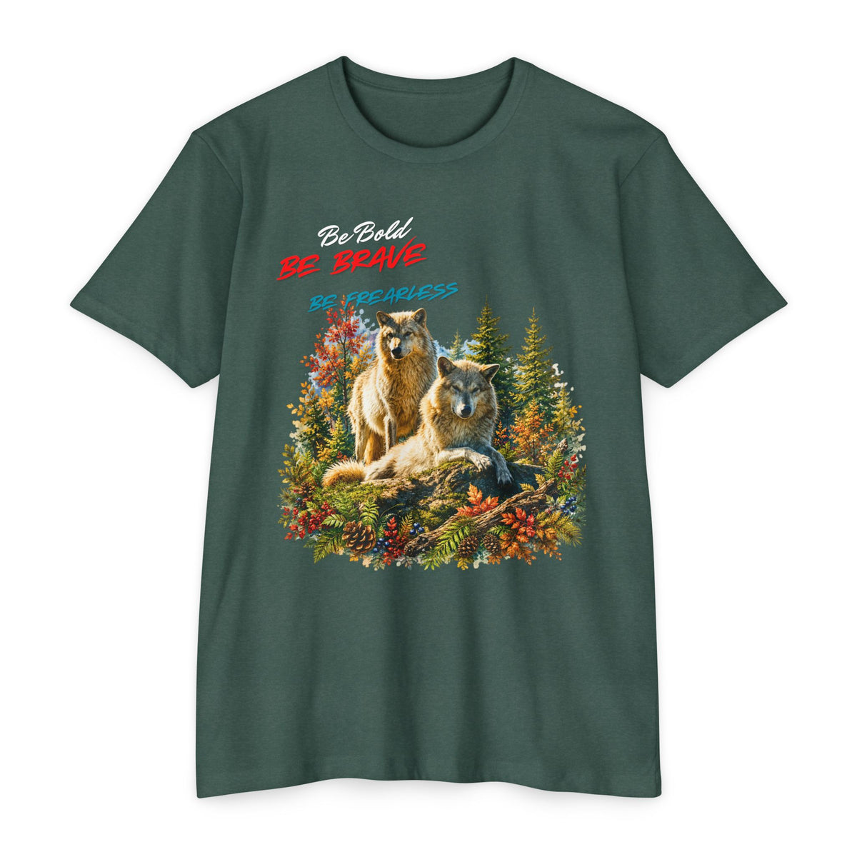 Be Brave Be Fearless Wolf Graphic T‑Shirt
