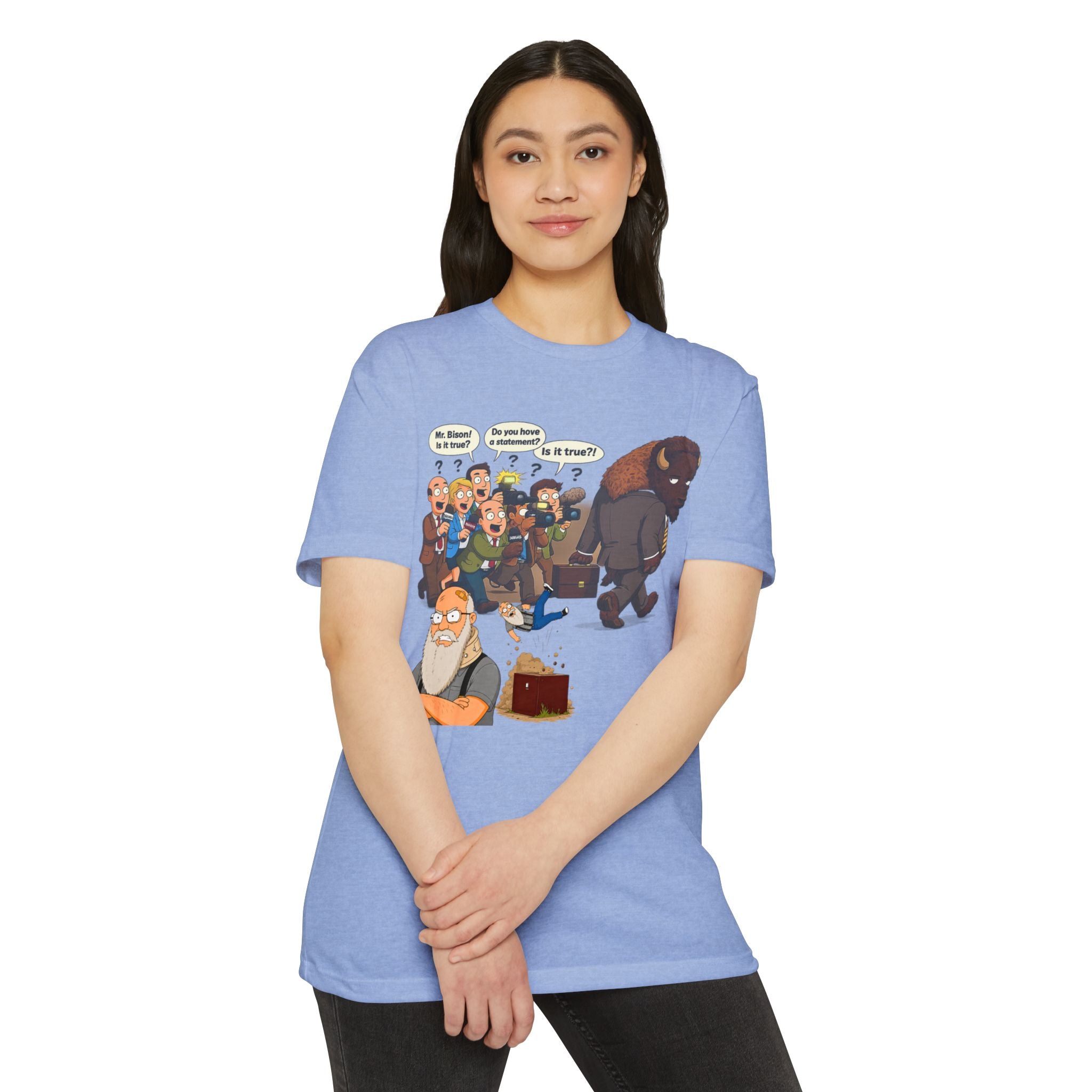 Funny Cartoon Yellow Bison Flip T-Shirt