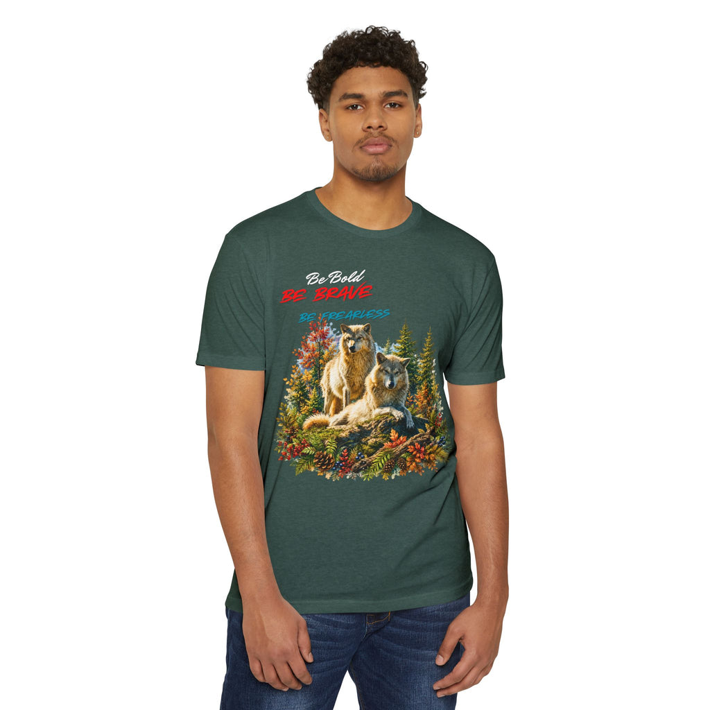 Be Brave Be Fearless Wolf Graphic T‑Shirt