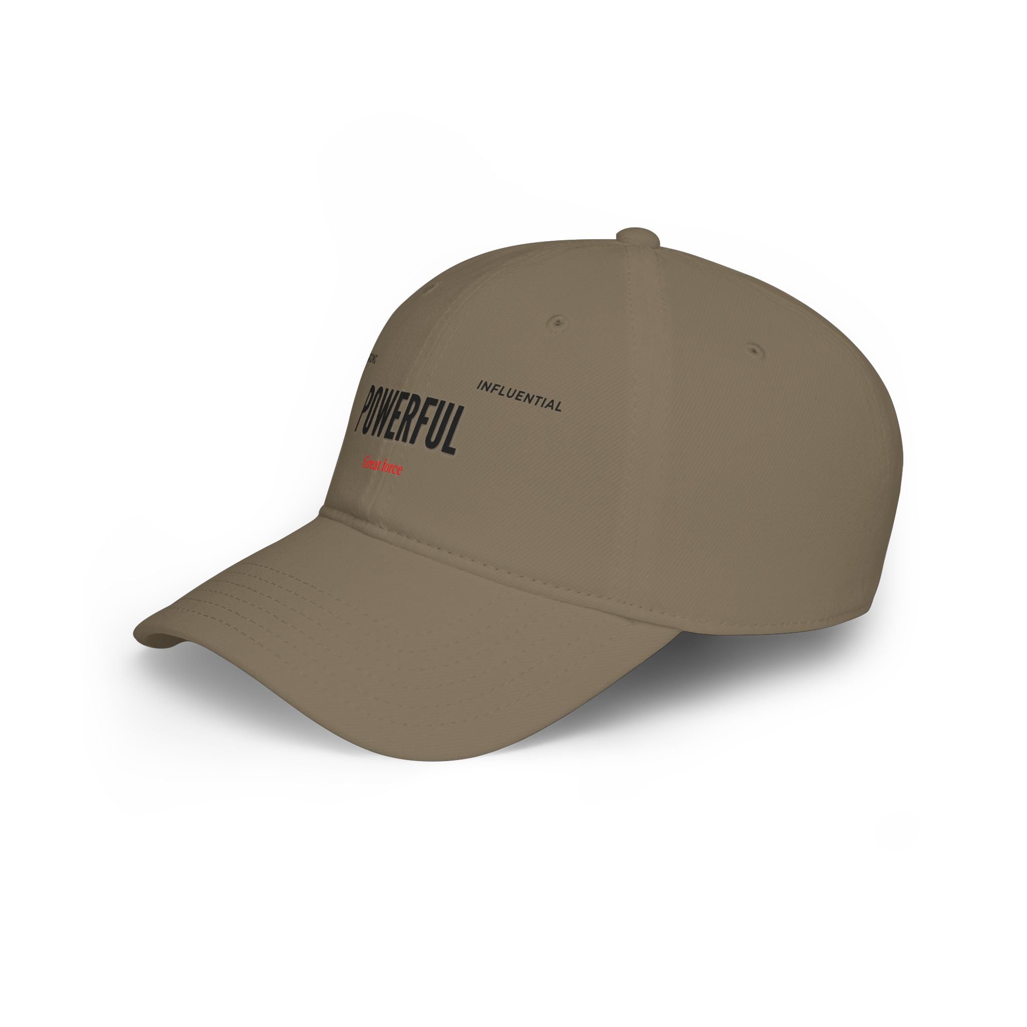Red 'POWERFUL' Embroidered Low Profile Baseball Cap