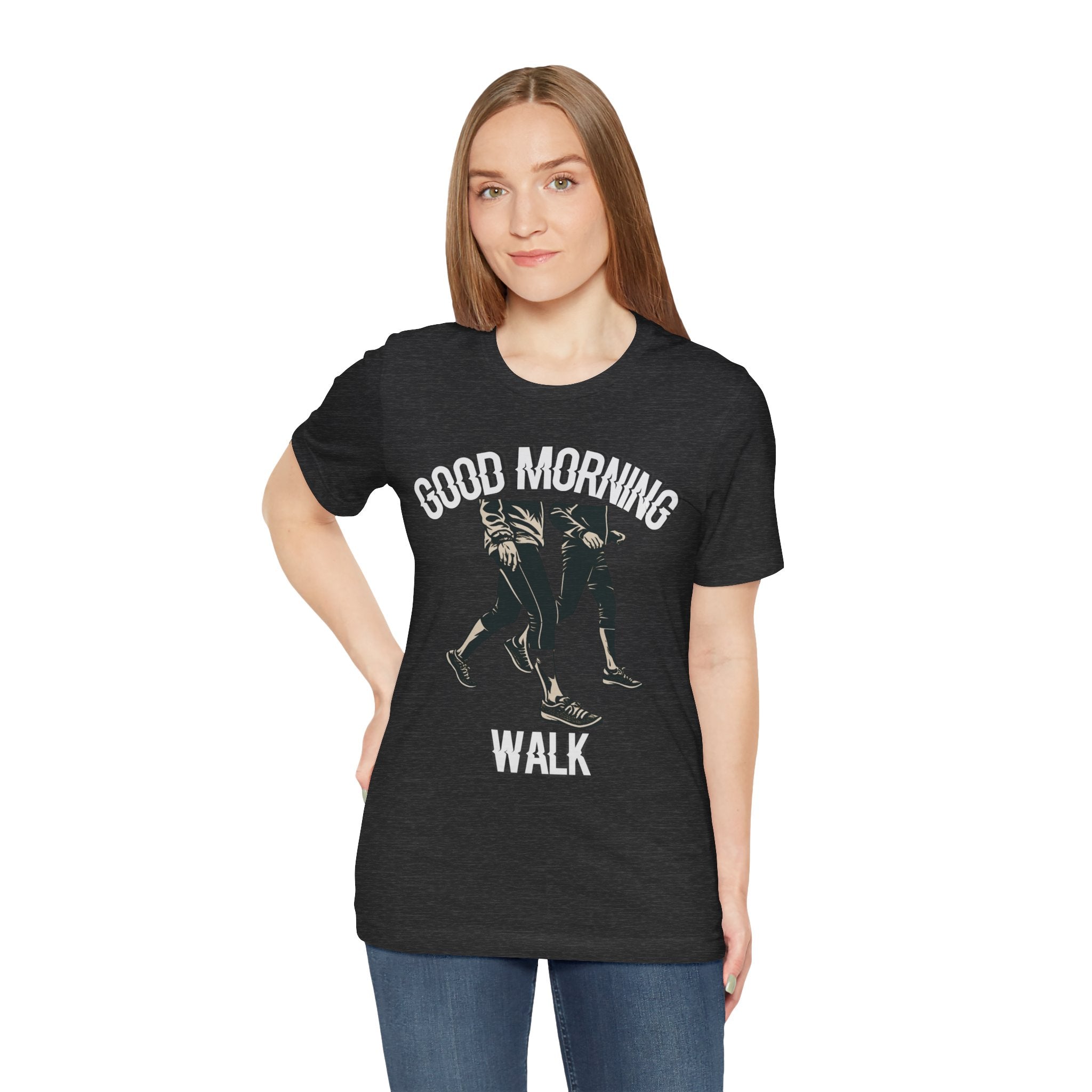 Good Morning Walk Tee — Retro Walking Graphic T-Shirt for Fitness & Morning Strolls