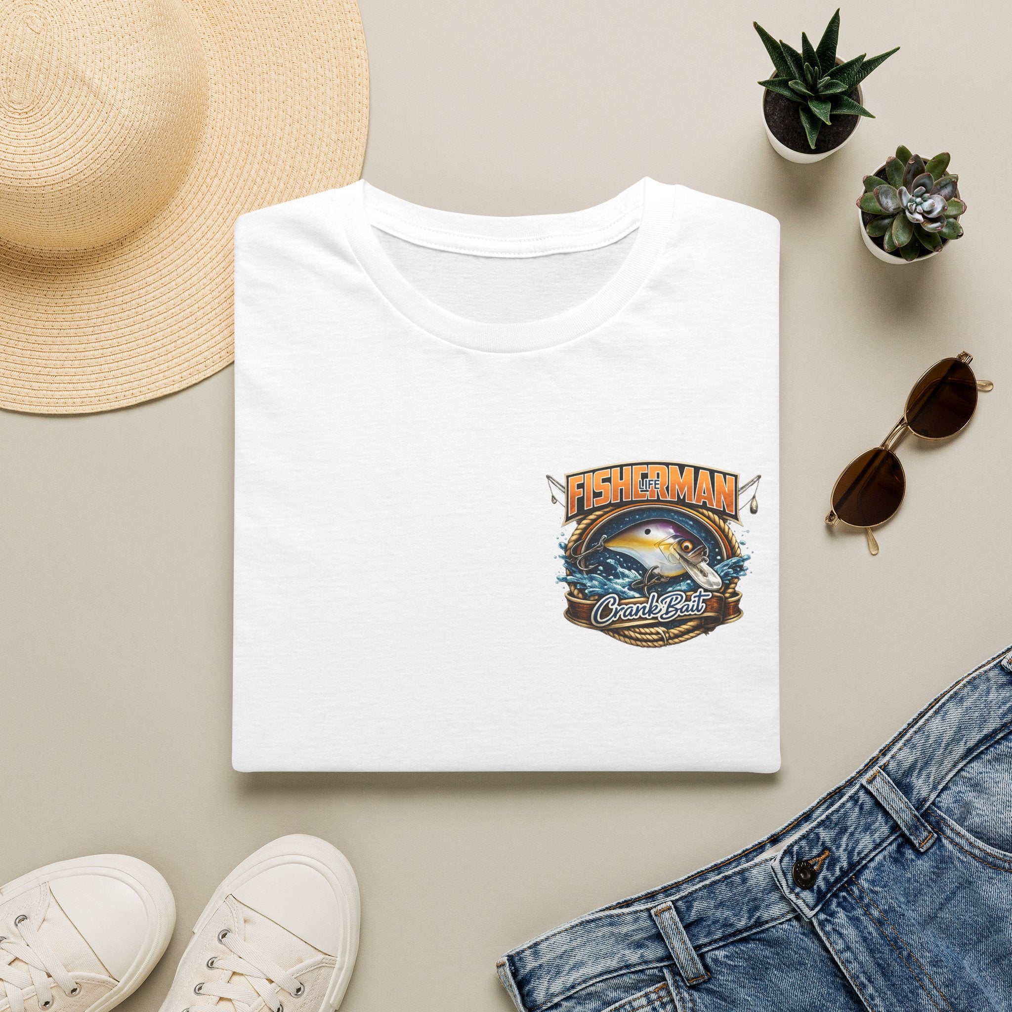 Crank Bait Fisherman T-Shirt — Vintage Marlin Ocean Fishing Graphic