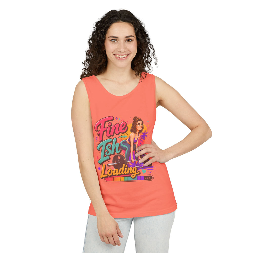 Tank Top — "Fine Ish Loading" Retro Fitness Graphic Tank for Women