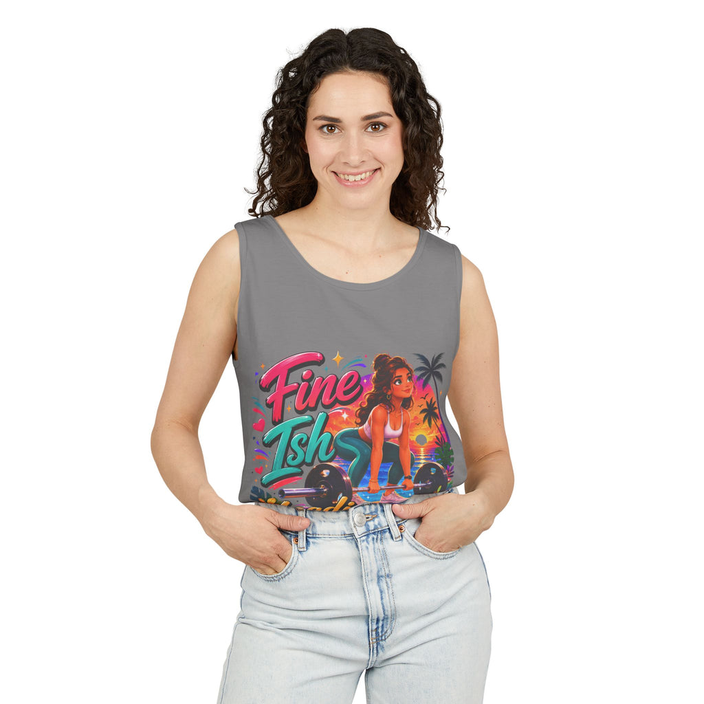 Fine Ish Loading Tank Top — Tropical Pin-Up Workout Graphic Tank