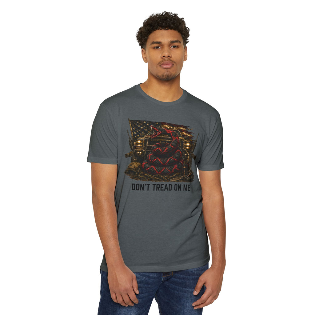 Don't Tread On Me T-Shirt — Distressed American Flag & Snake Patriotic Tee