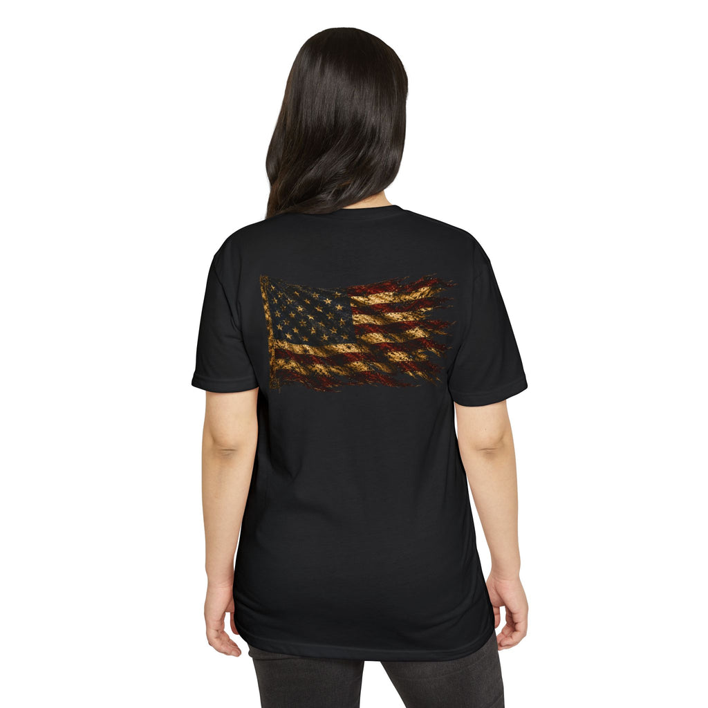 Don't Tread On Me T-Shirt — Distressed American Flag & Snake Patriotic Tee