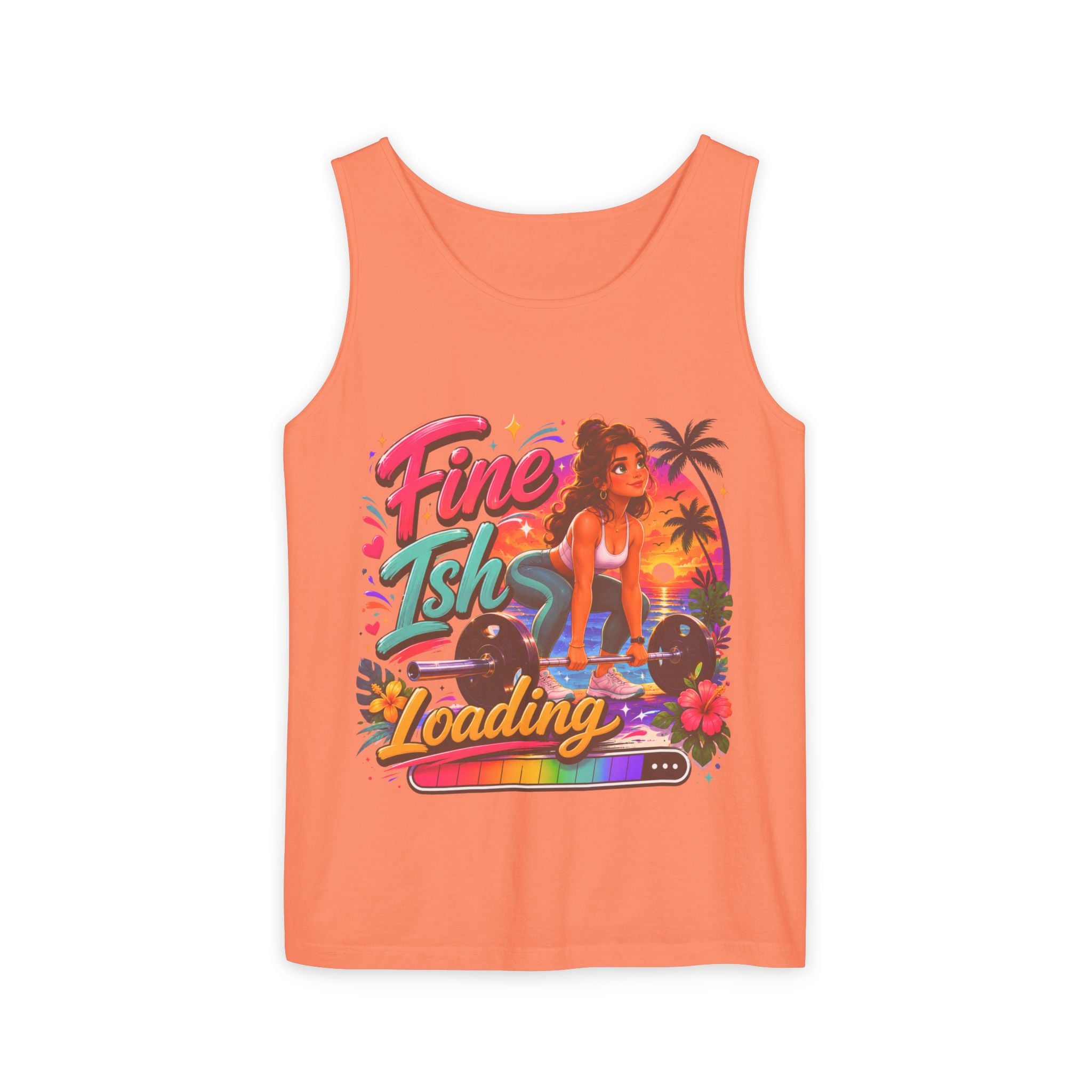 Fine Ish Loading Tank Top — Tropical Pin-Up Workout Graphic Tank